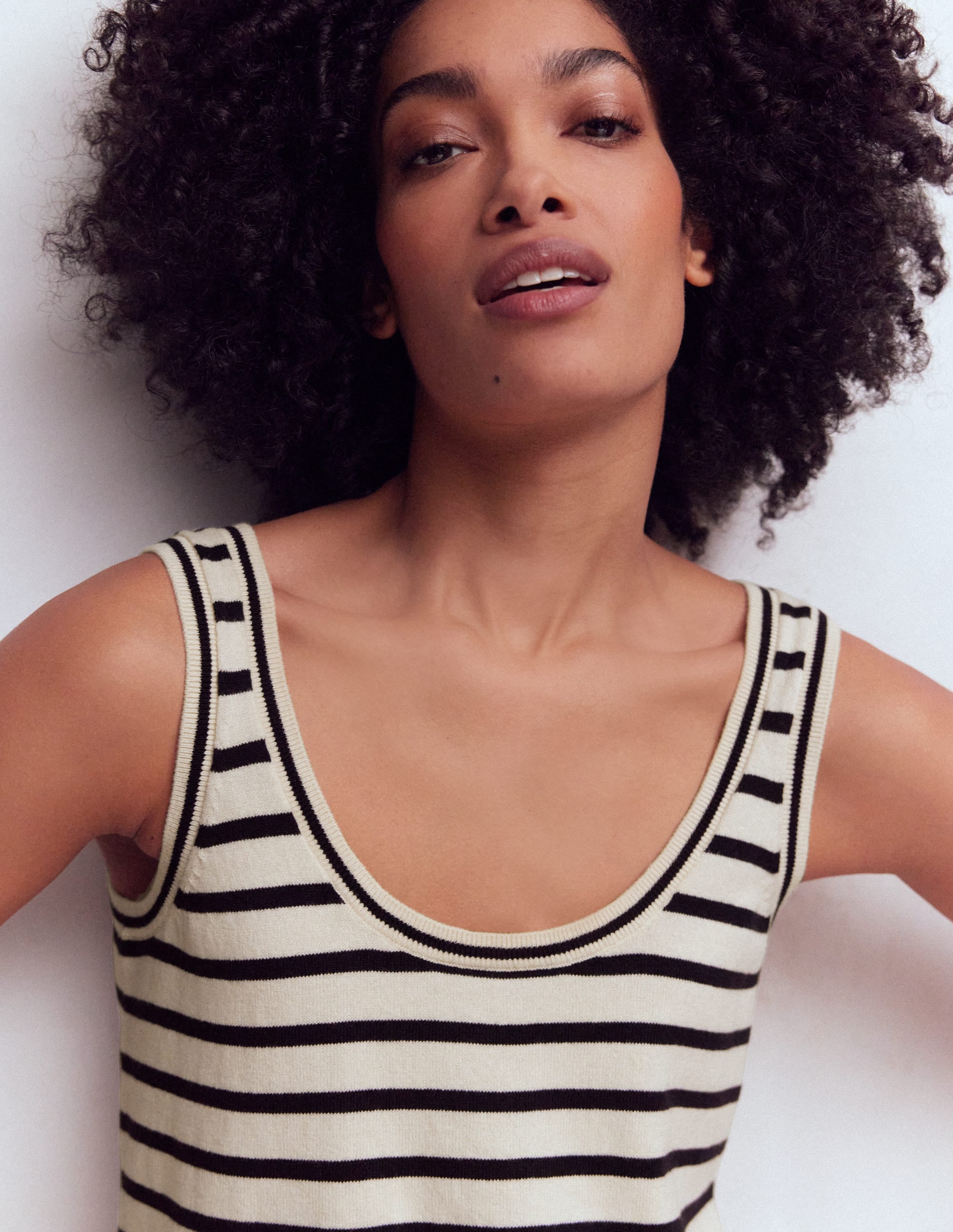 Liz Knitted Tank-Ivory, Navy | Boden USA