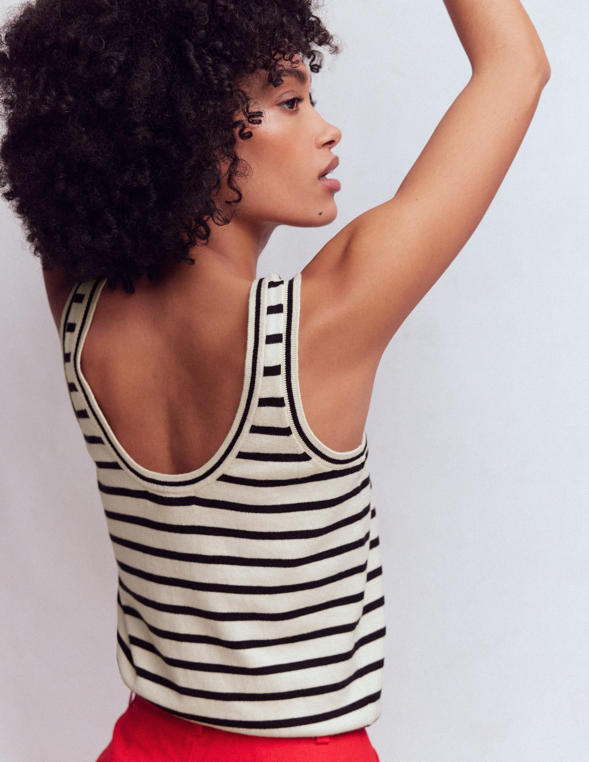 Liz Knitted Tank-Ivory, Navy - Image 3