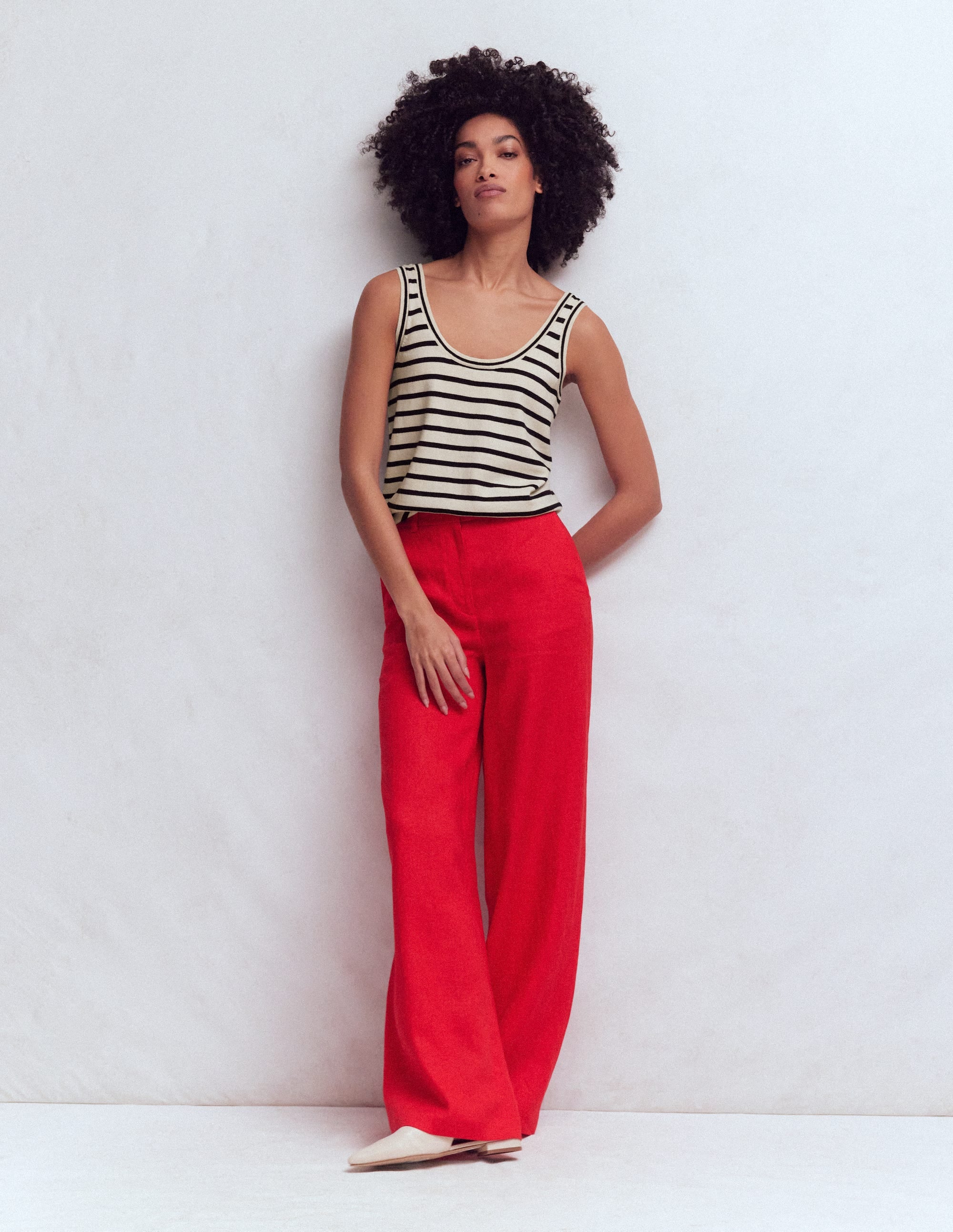 Liz Knitted Tank - Ivory, Navy | Boden USA