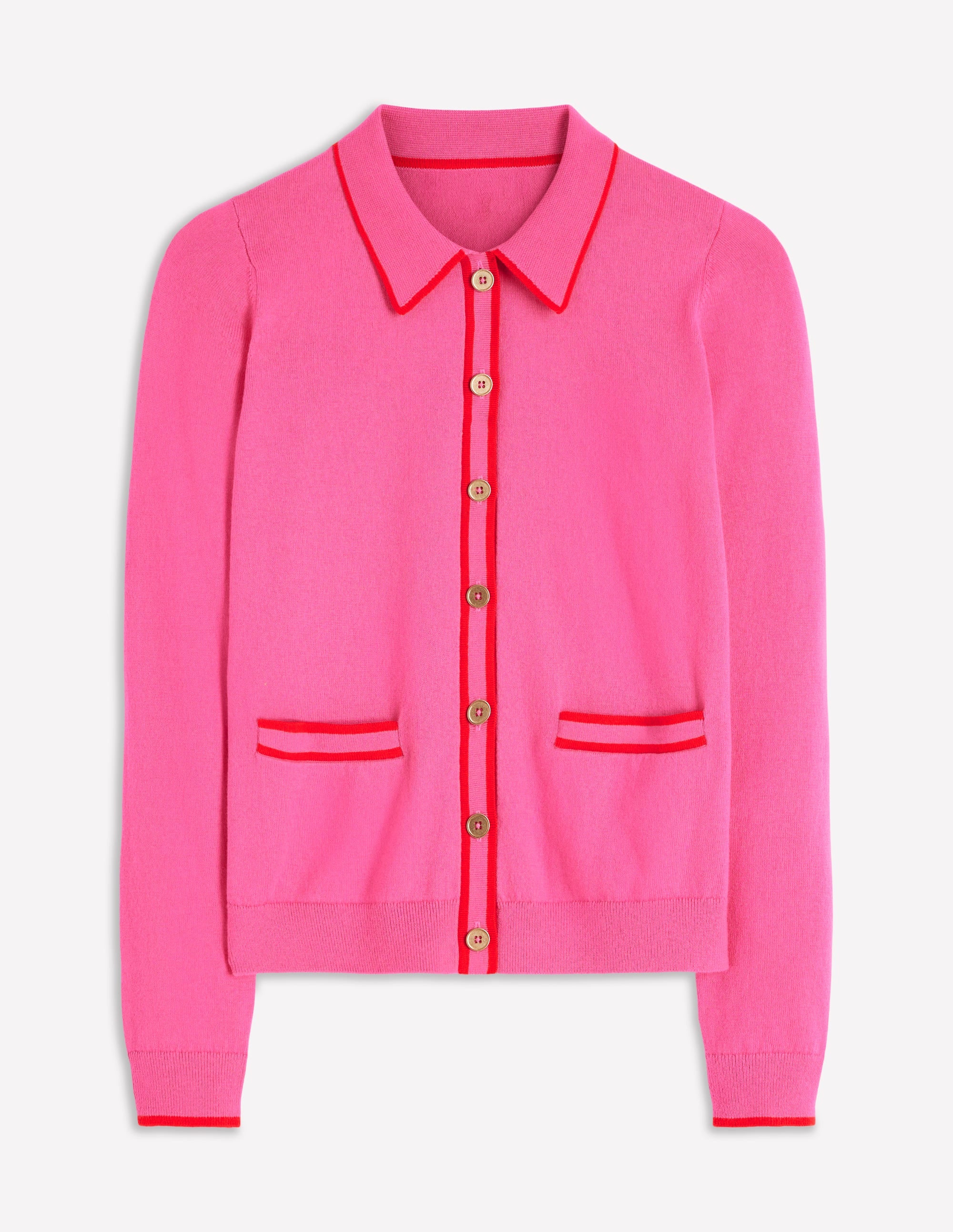 Liz Knitted Collared Cardigan - Pink Punch | Boden USA