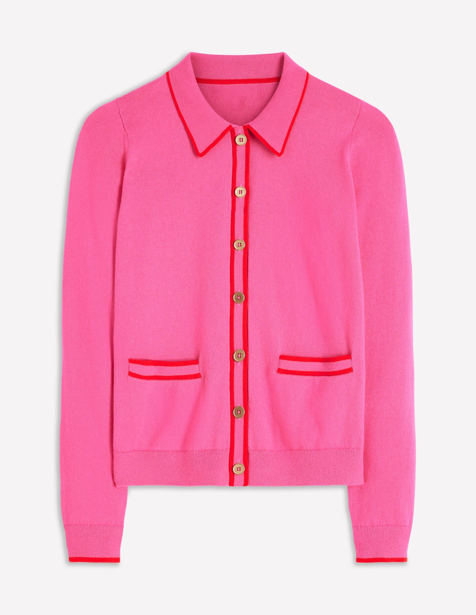 Liz Knitted Collared Cardigan-Pink Punch-6