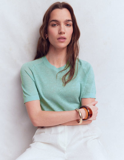 Agnes Linen T-Shirt-Seamist Blue-7