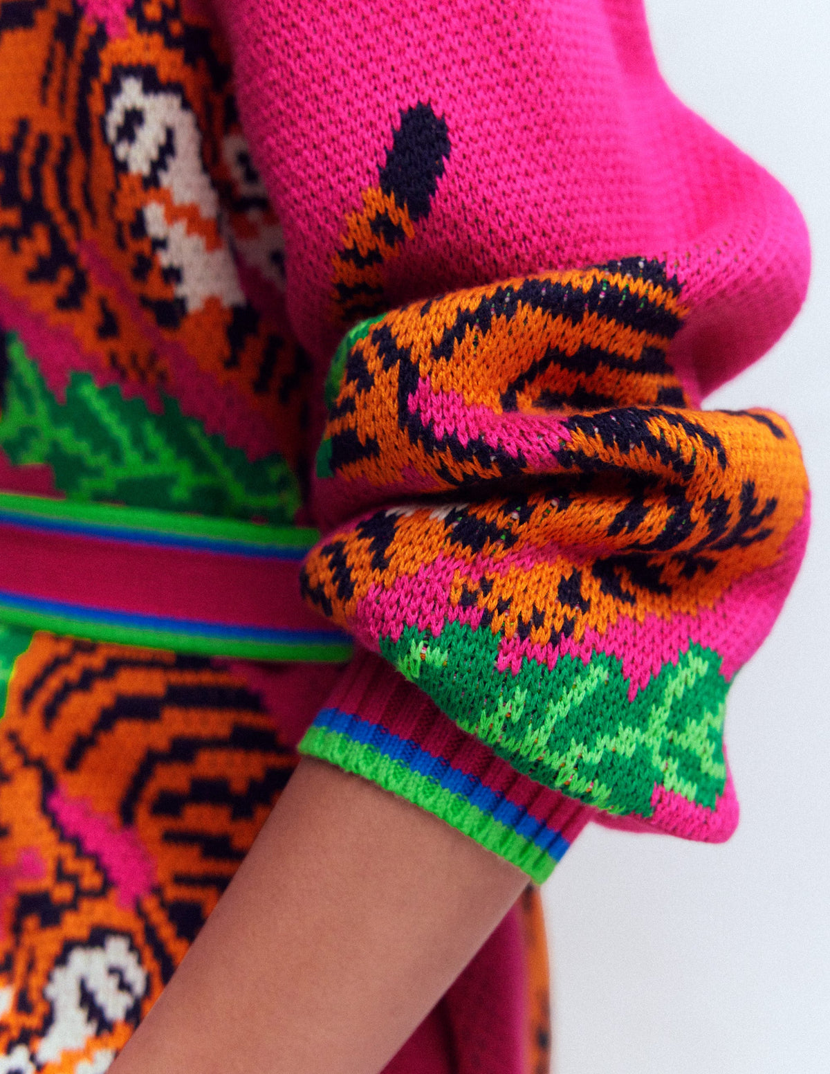 Jacquard Belted Cardigan-Pink Yarrow Tigers - Image 5