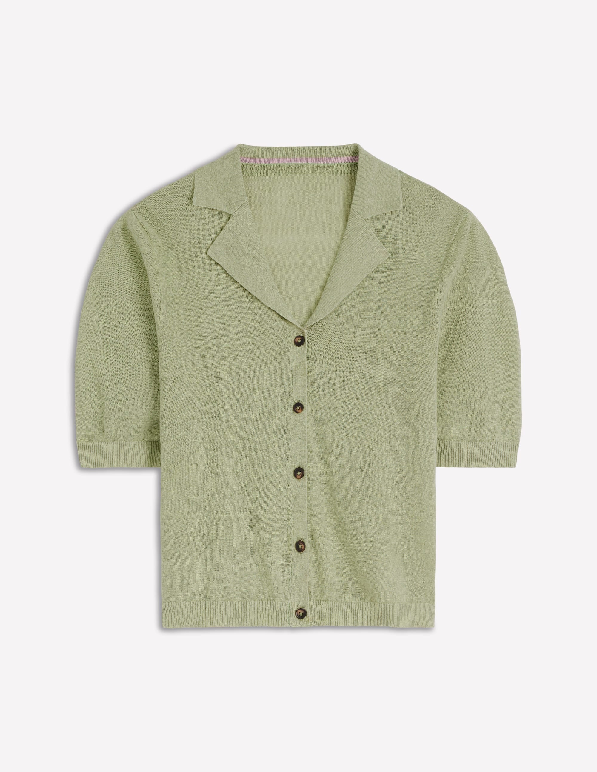Agnes Collar Linen Cardigan-Green | Boden USA