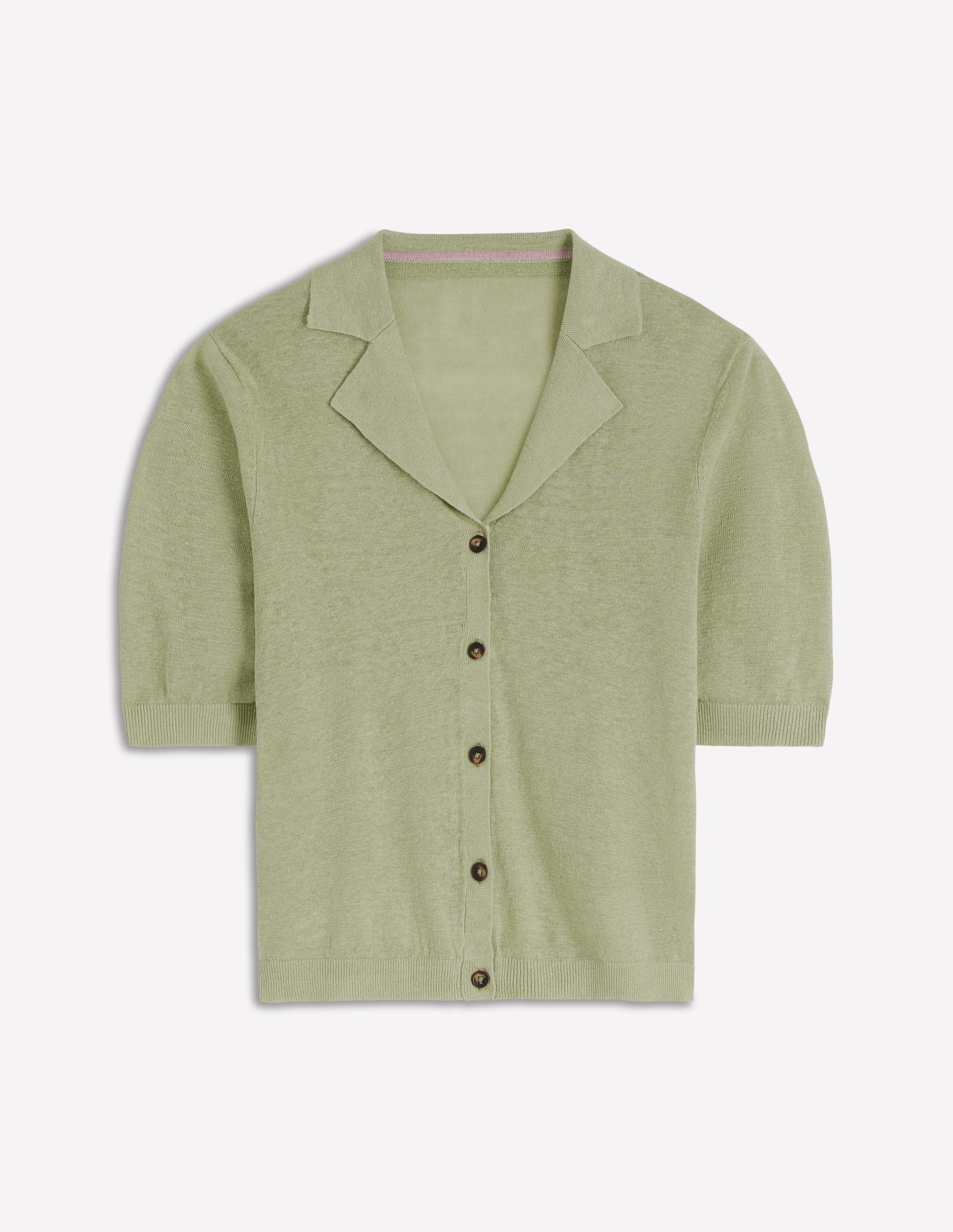 Agnes Collar Linen Cardigan-Green-6