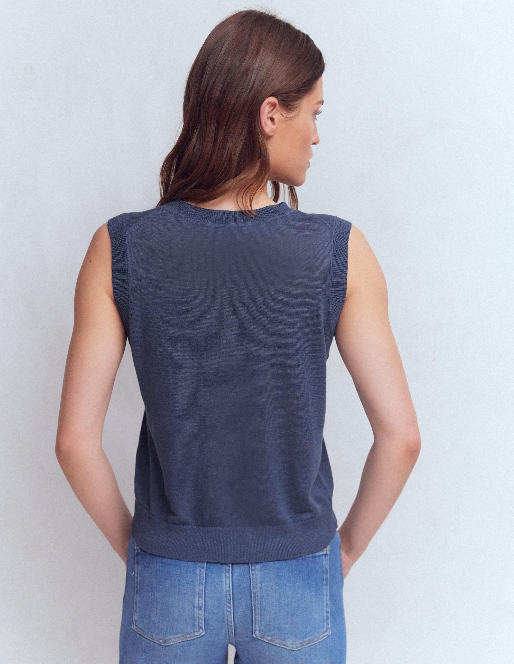 Agnes Linen Tank-Blue - Image 3
