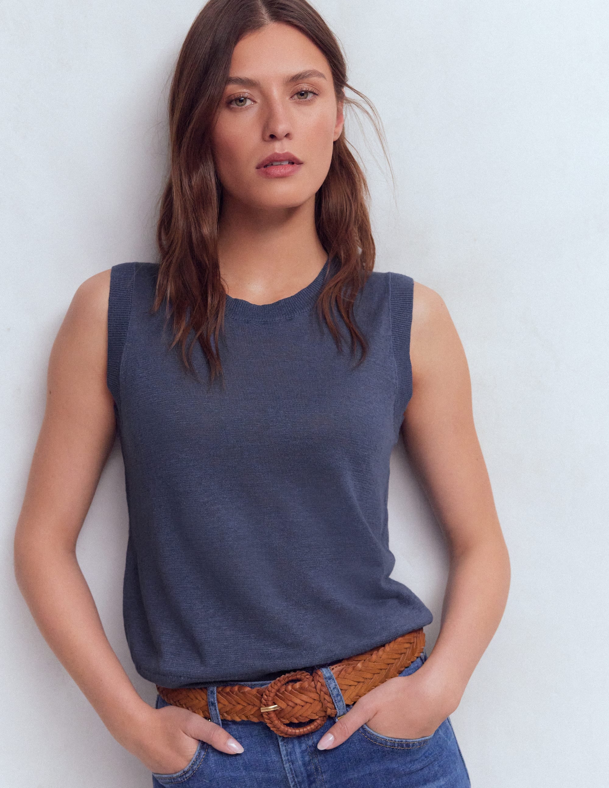 Agnes Linen Tank - Blue | Boden USA