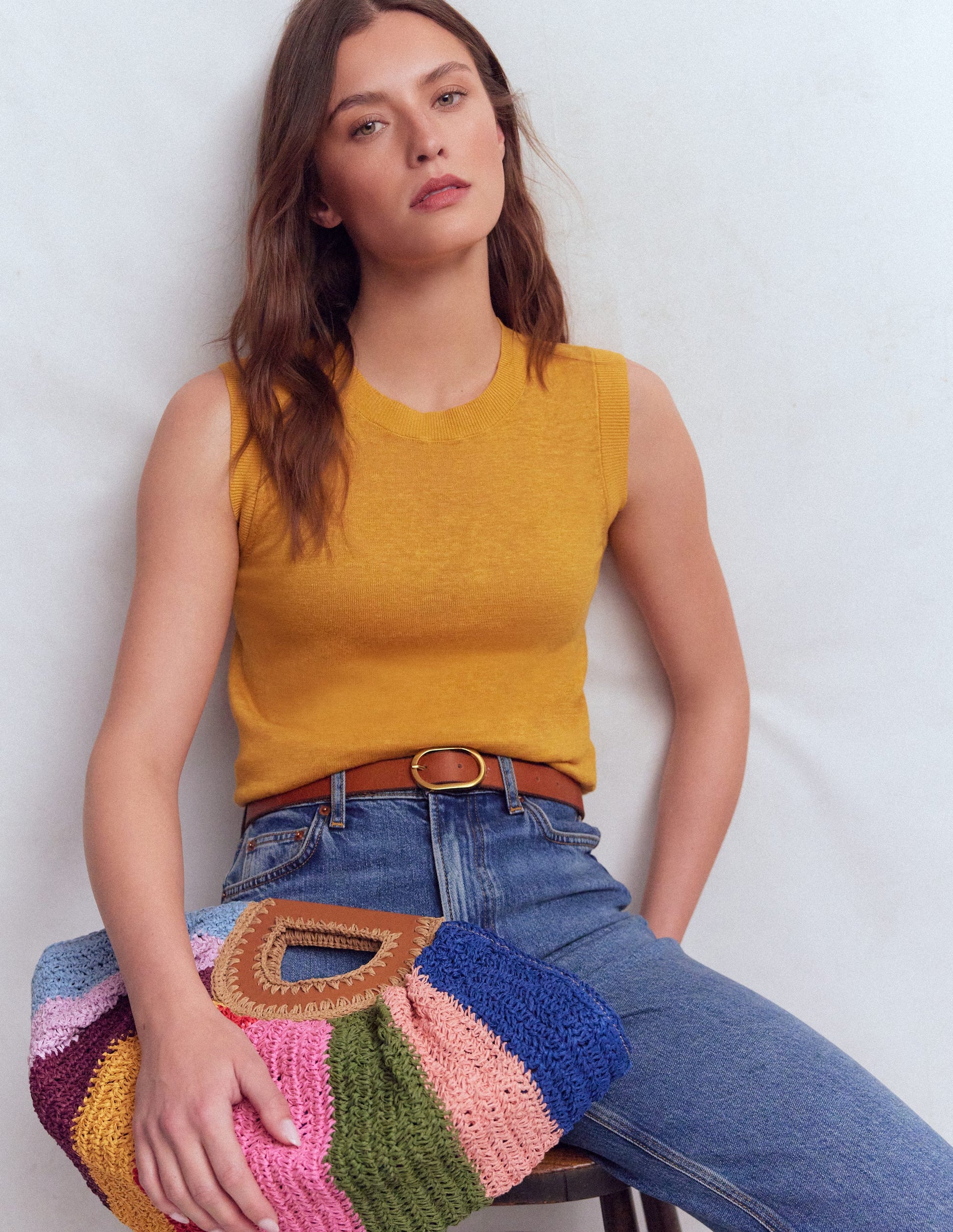 Agnes Linen Tank-Yellow-4