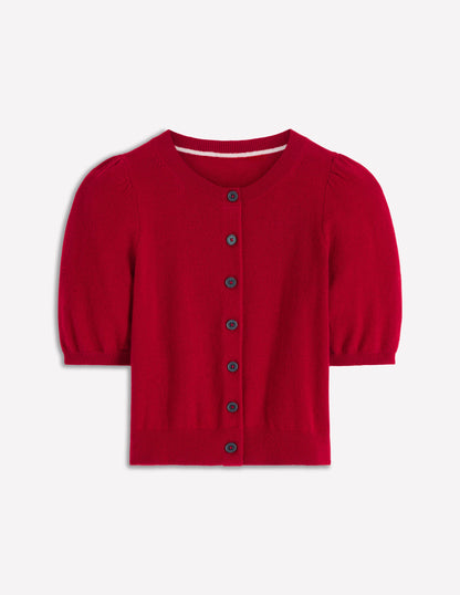 Cropped Cashmere Cardigan-Ash Red-5