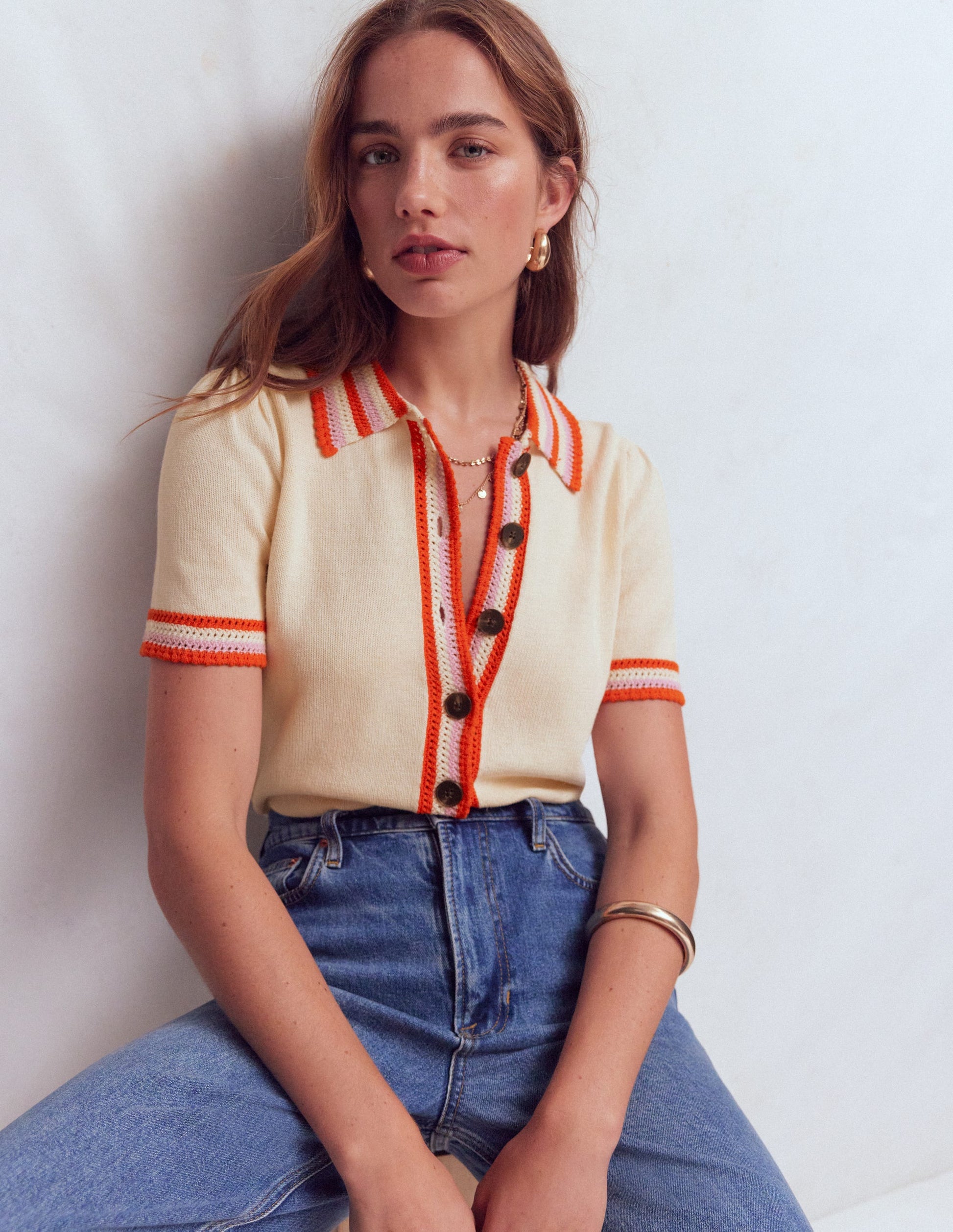 Saffron Crochet Trim Cardigan-Ivory-1