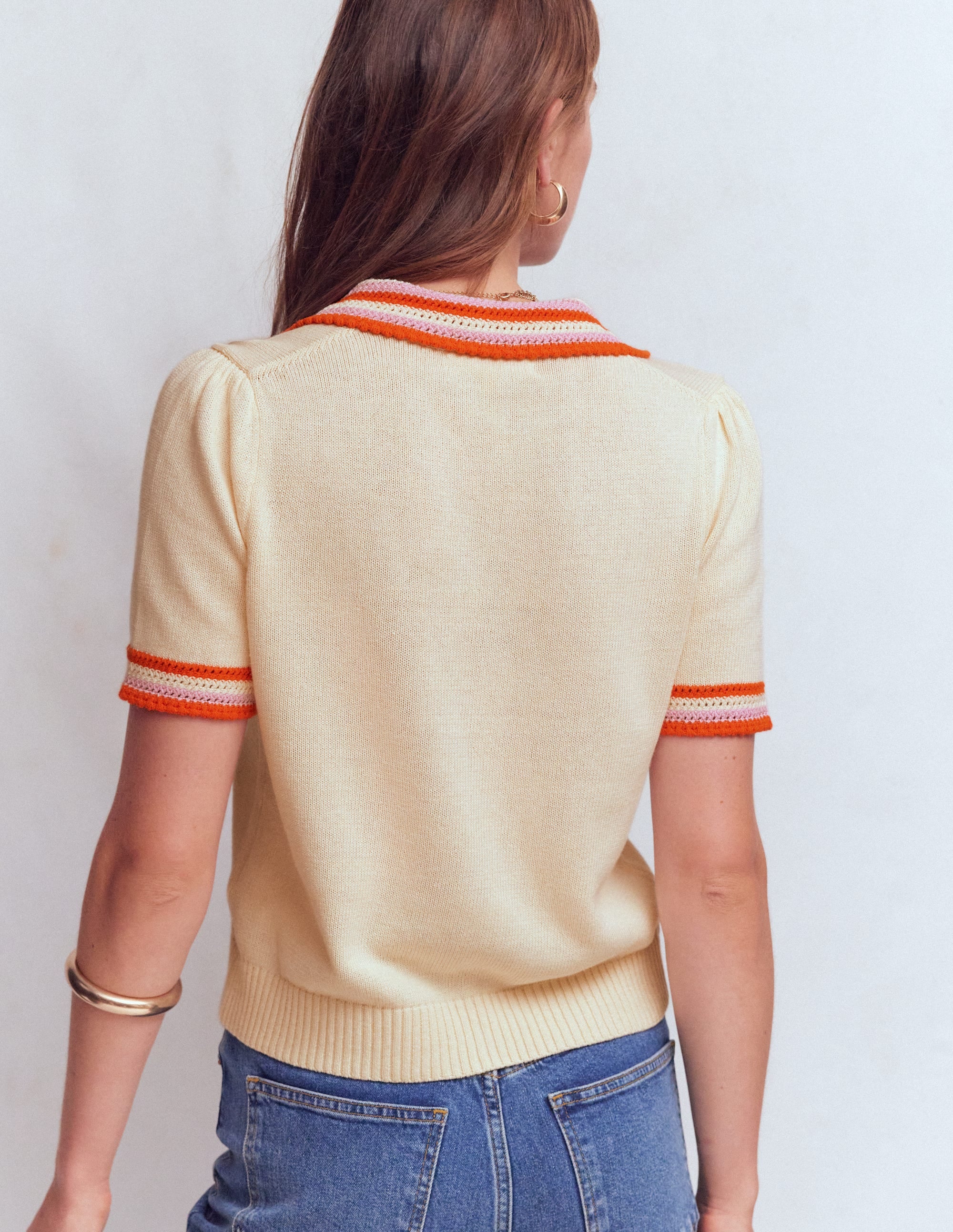 Saffron Crochet Trim Cardigan-Ivory | Boden USA