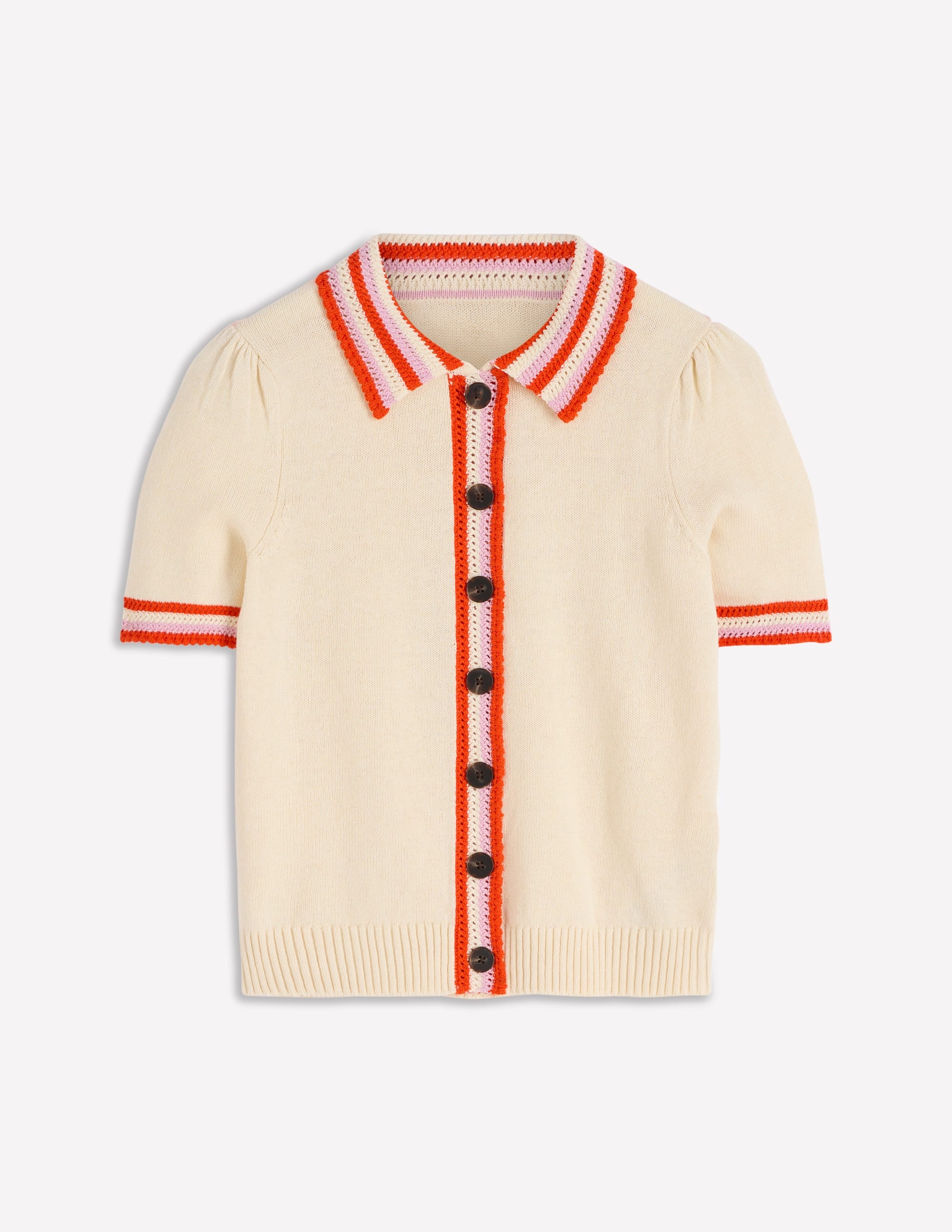 Saffron Crochet Trim Cardigan-Ivory - Image 6