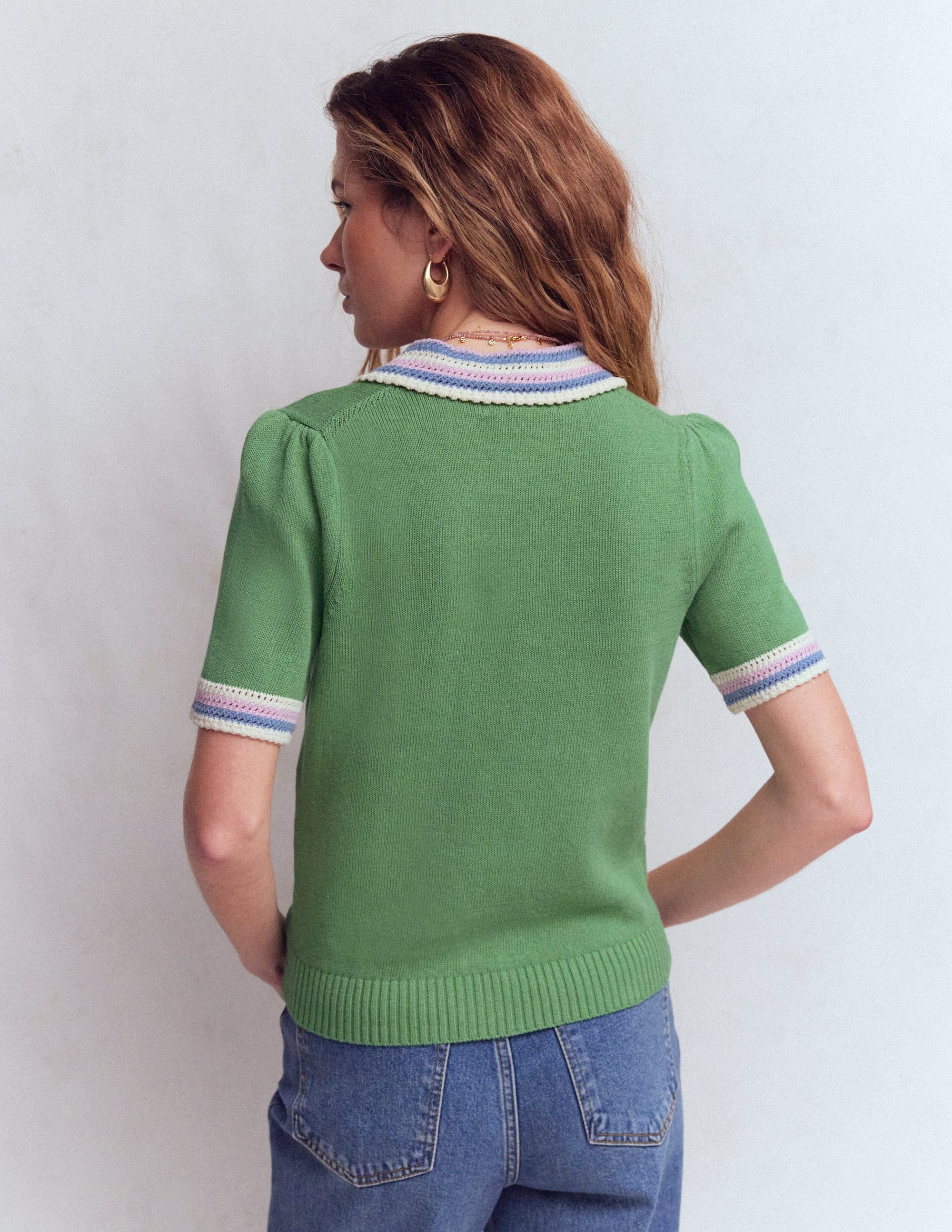 Saffron Crochet Trim Cardigan-Green | Boden USA