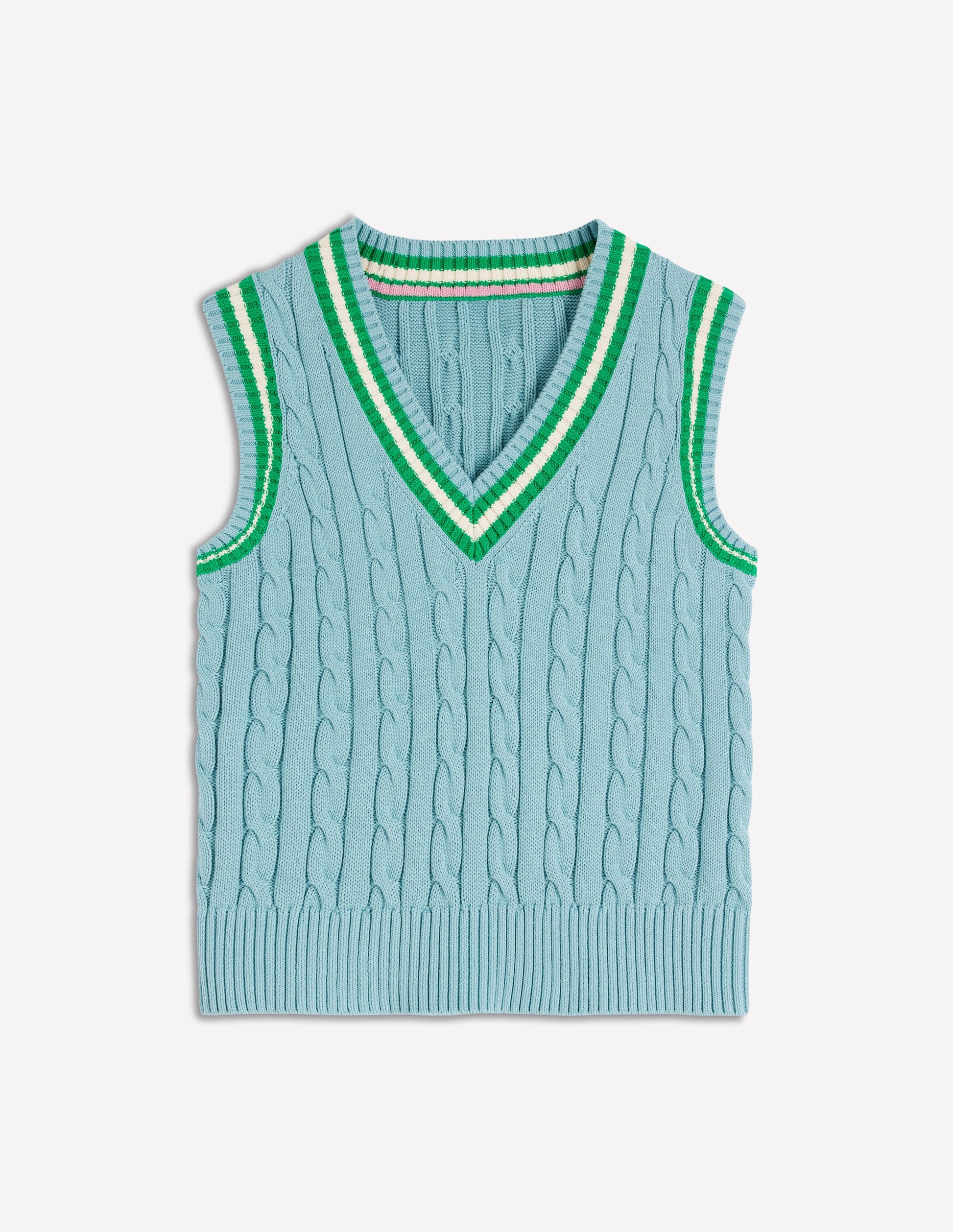 Maeve Cable V Neck Tank-Blue, Green-9