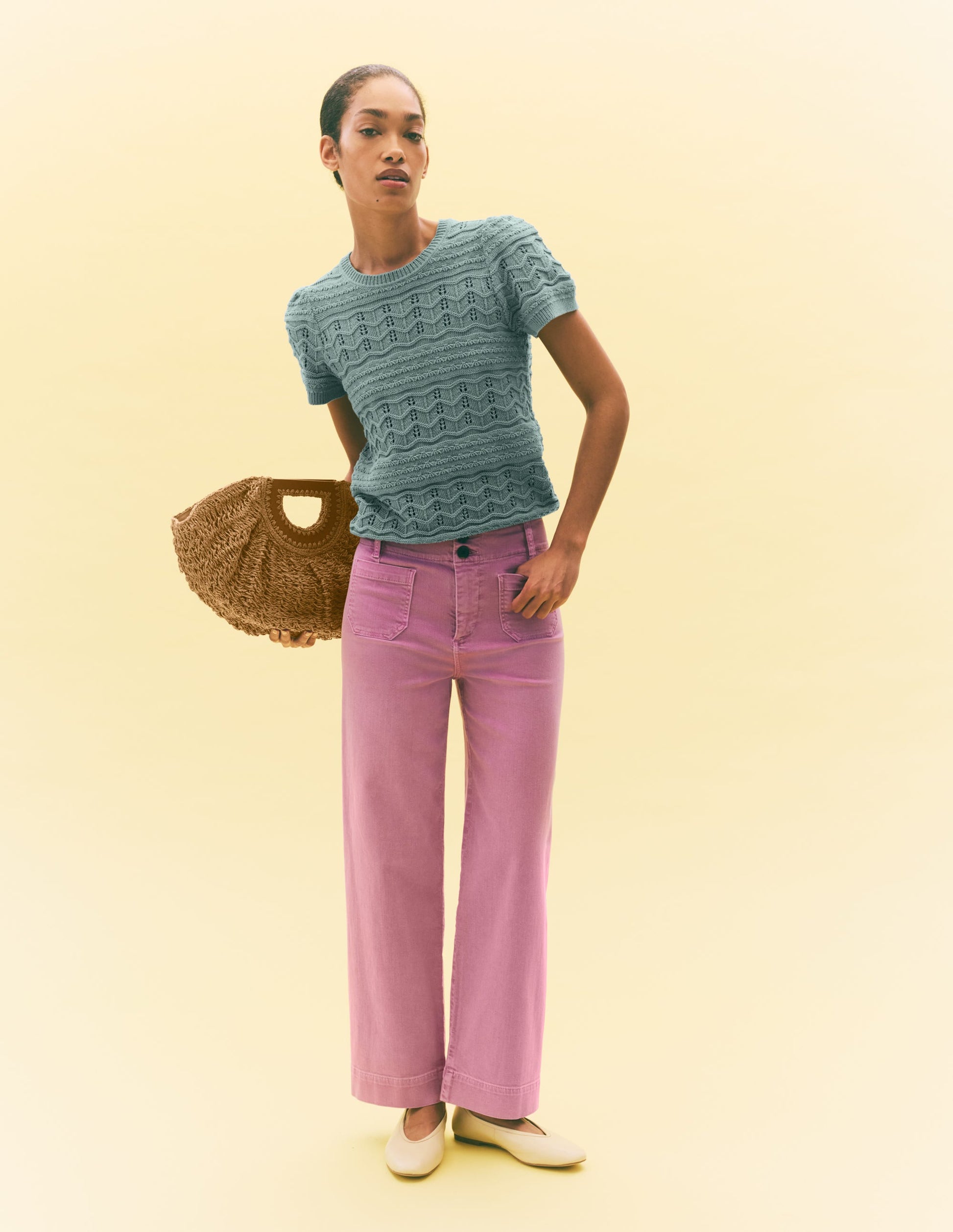 Monica Knitted T-Shirt-Blue-5