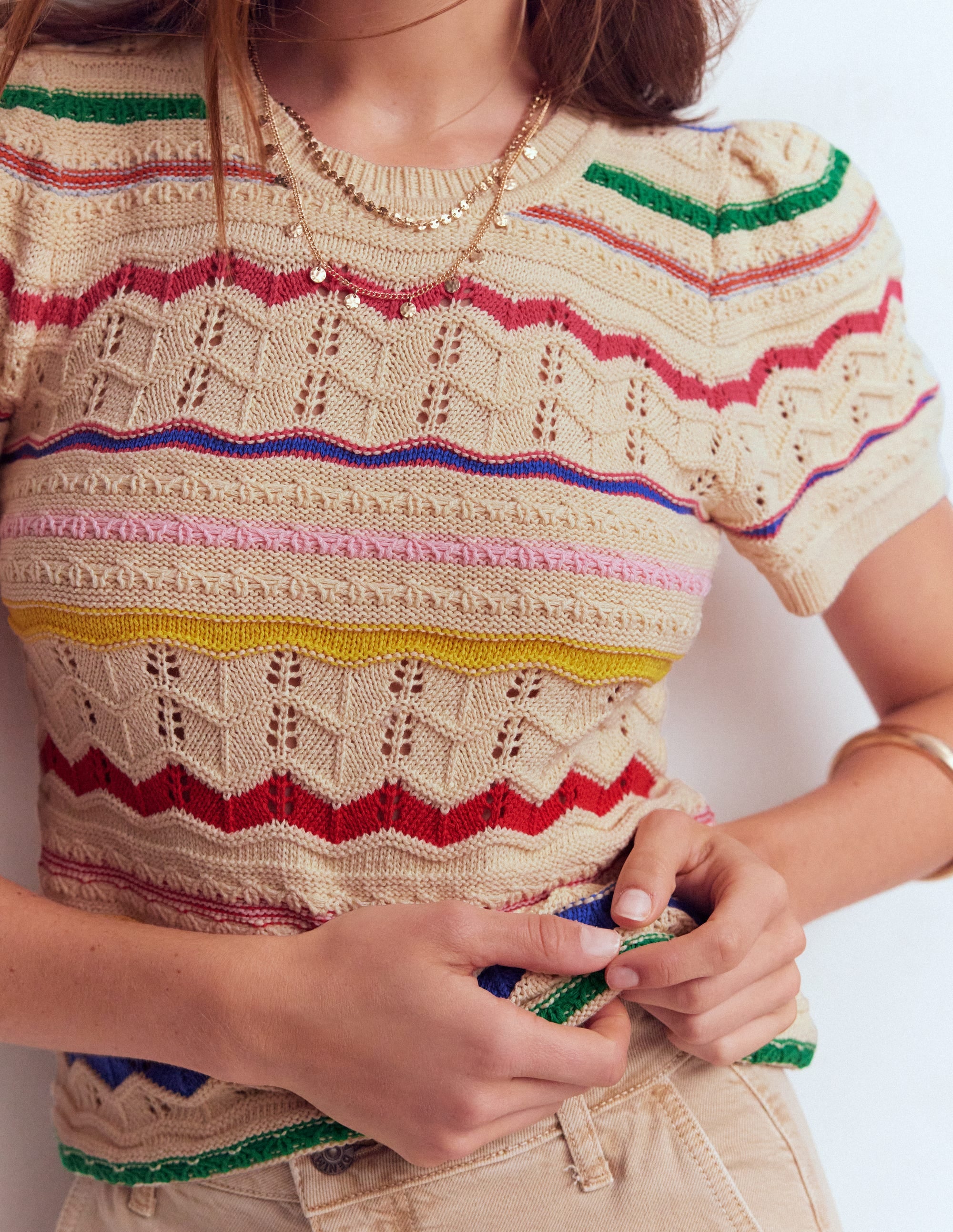 Monica Knitted T-Shirt-Multi Stripe - Image 2