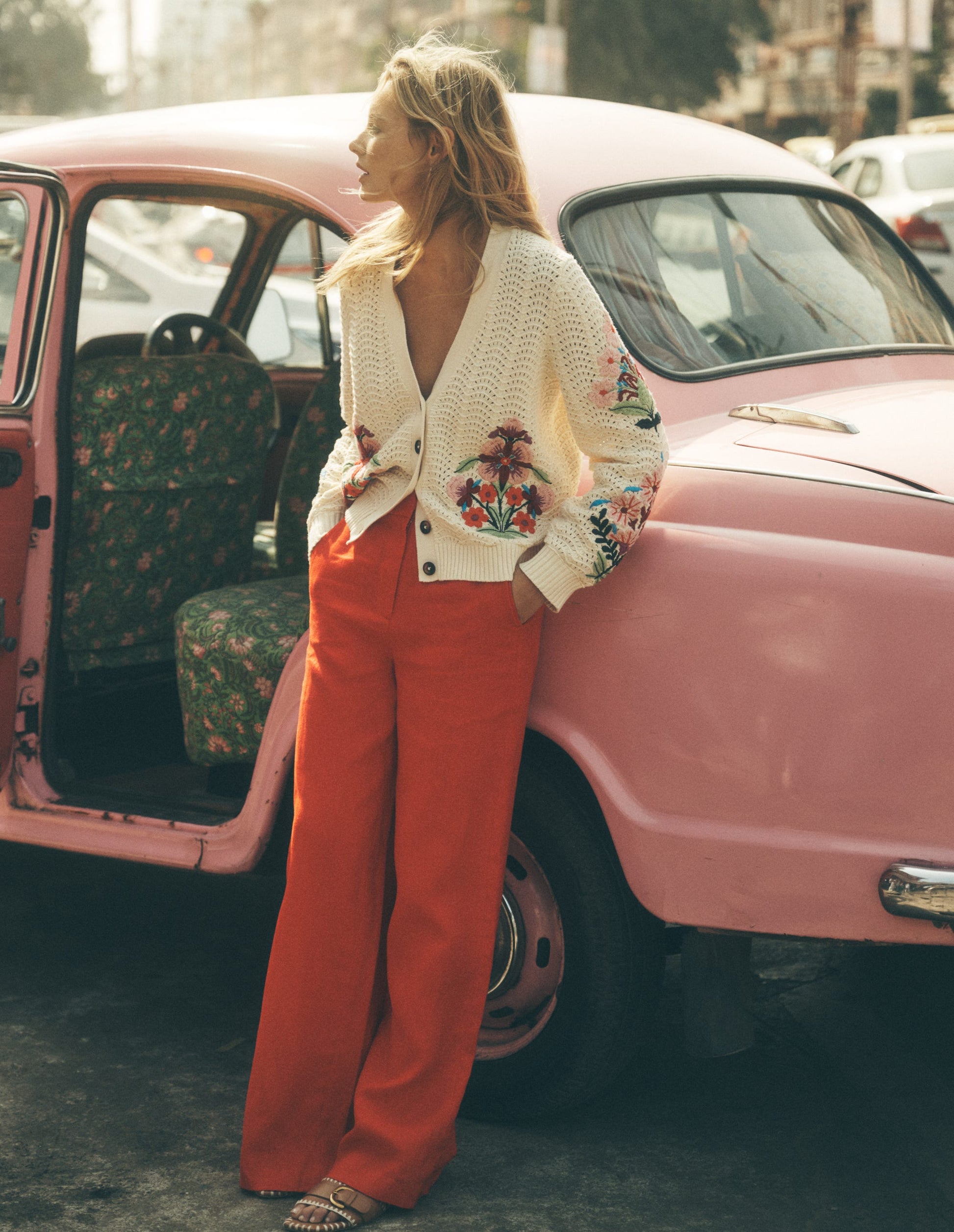 Relaxed Cotton Stitch Cardigan-Ivory, Embroidery-6