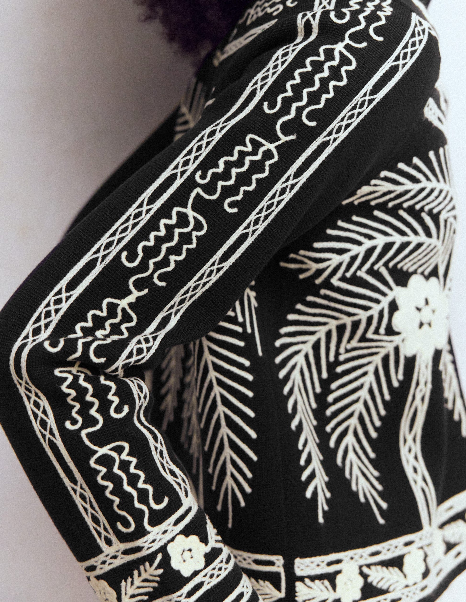 Elena Stand Neck Jacket-Black Embroidery-3