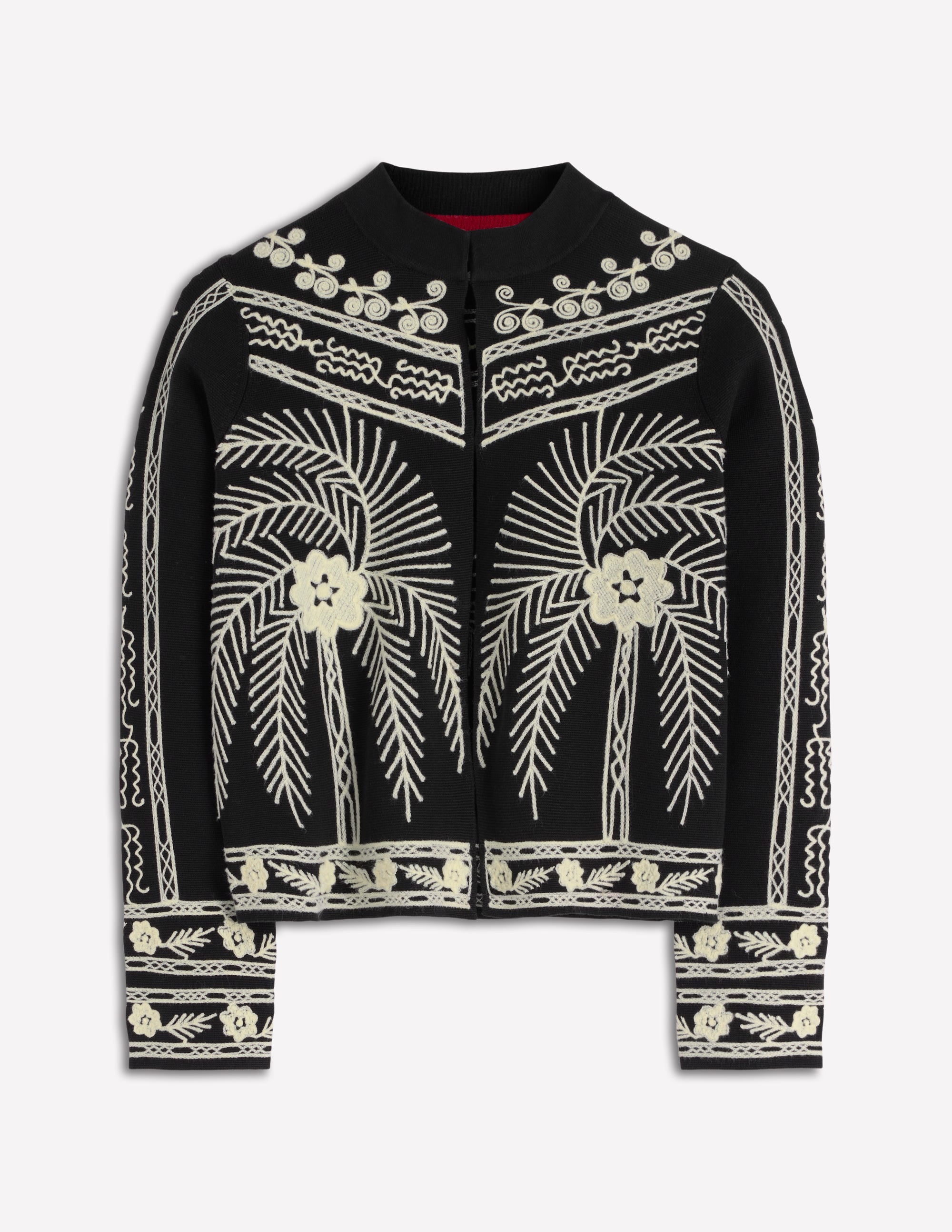 Elena Stand Neck Jacket-Black Embroidery - Image 7