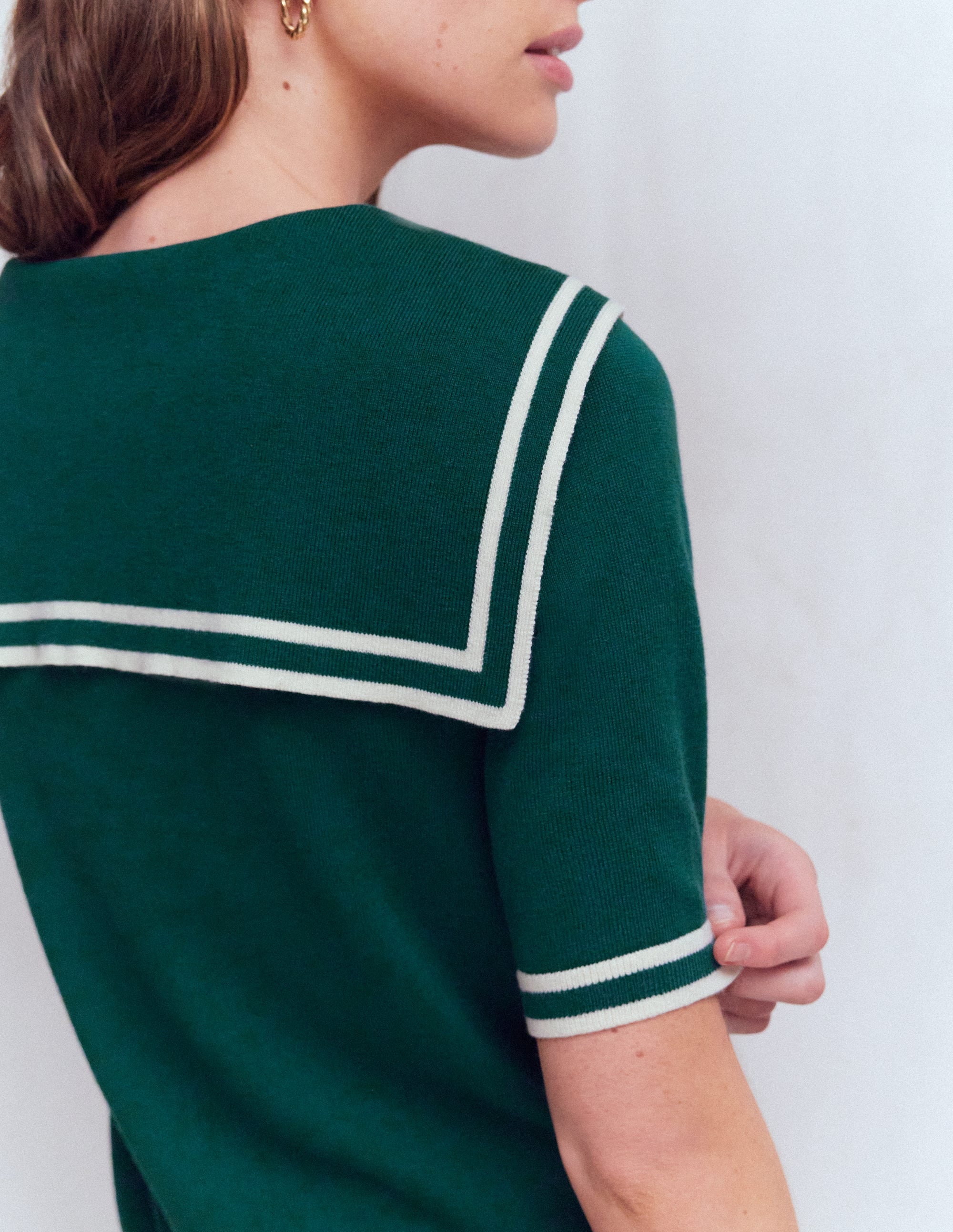 Sailor Collar sweater-Green | Boden USA