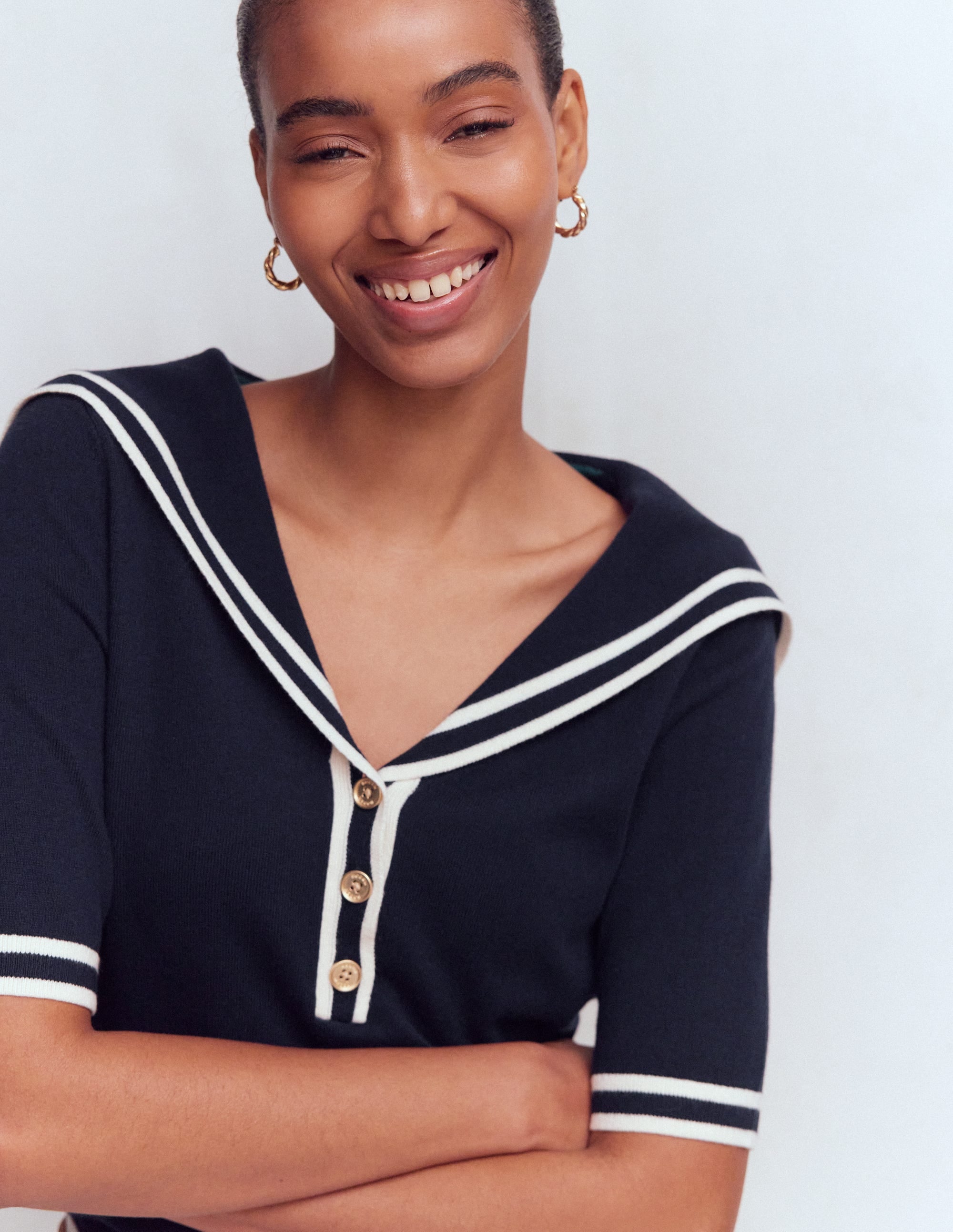 Sailor Collar sweater-Navy | Boden USA