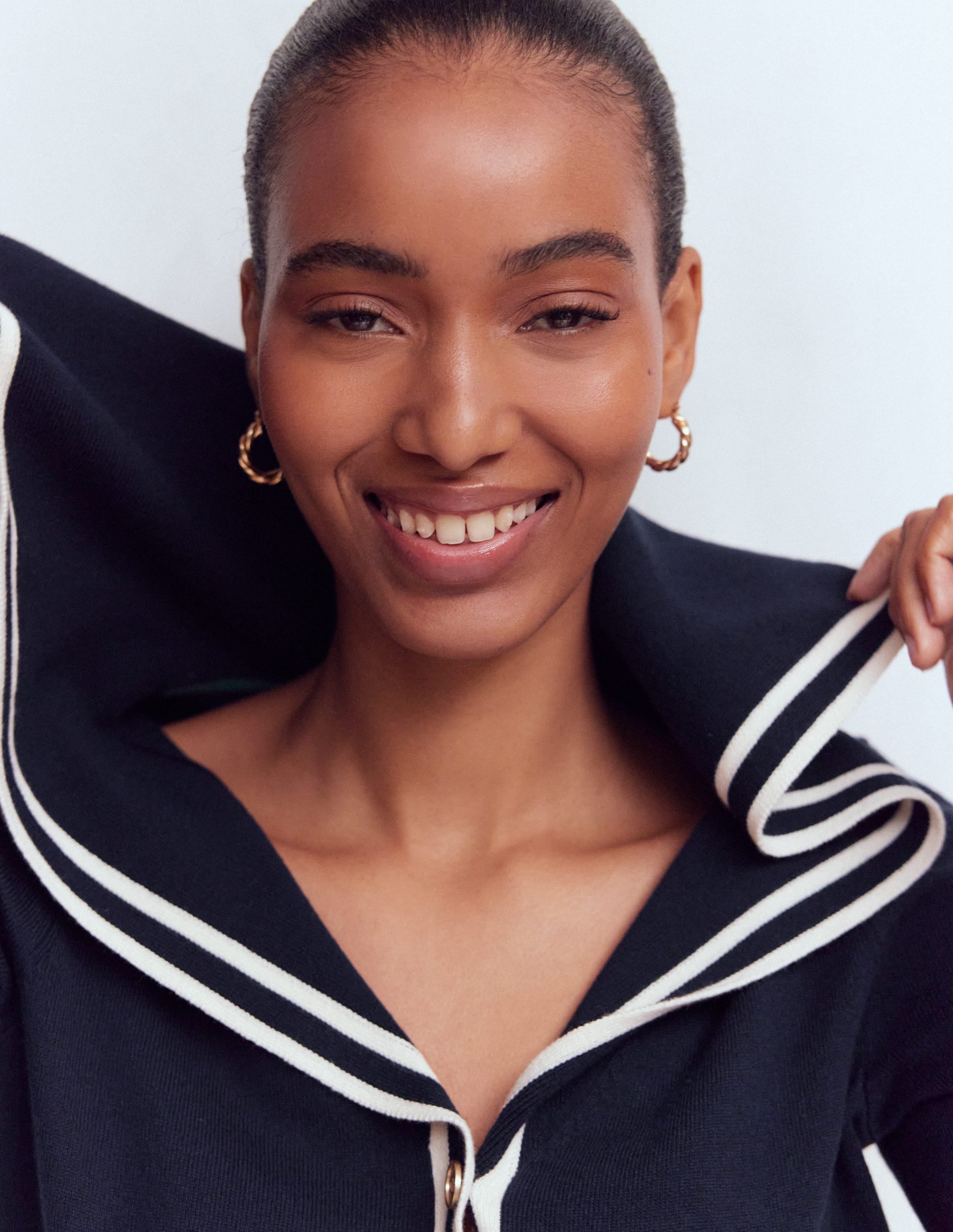 SAILOR-COLLAR WOOL JUMPER セーラーカラーウールセーター Sailor Collar sweater-Navy | Boden USA