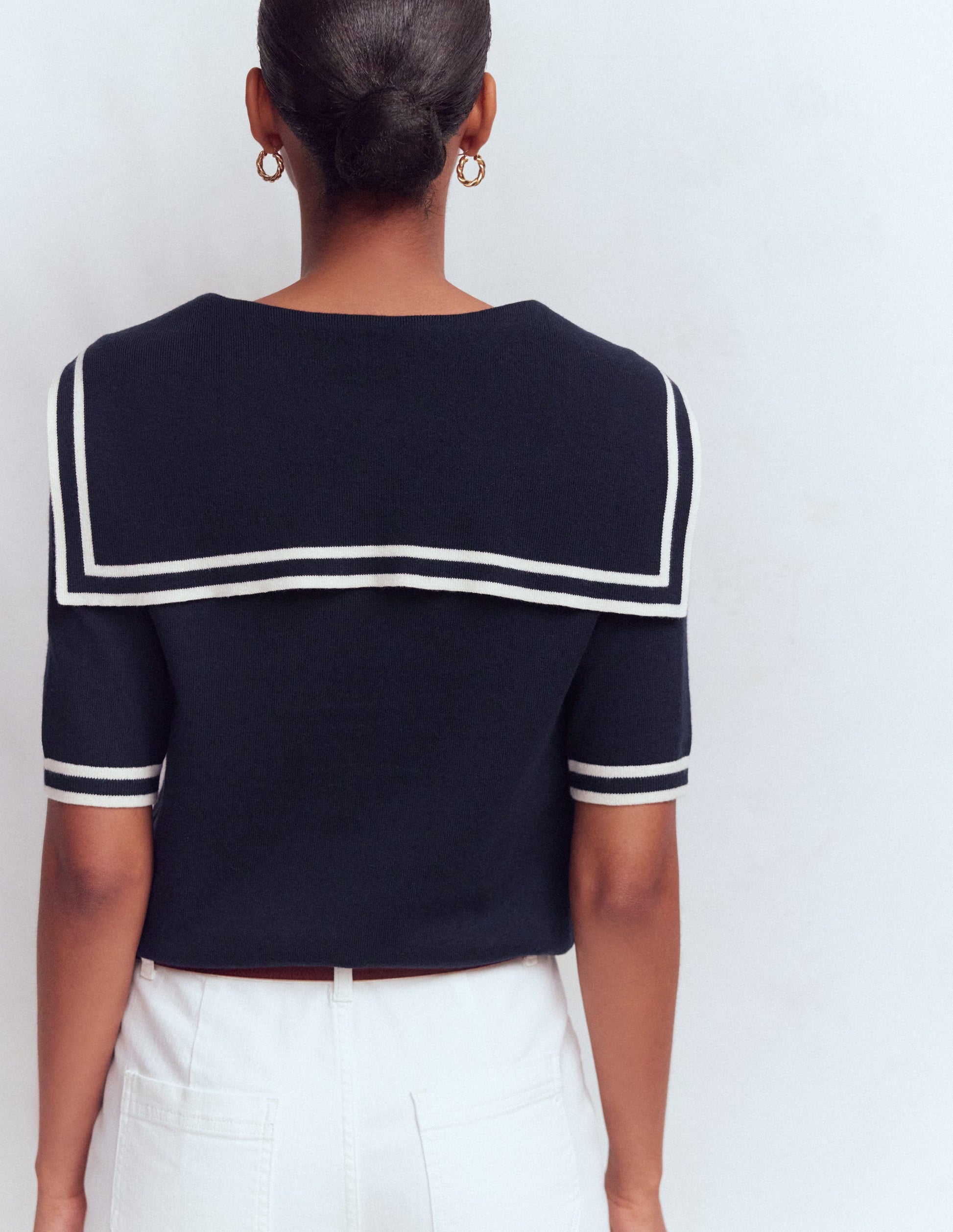 Sailor Collar sweater-Navy-3