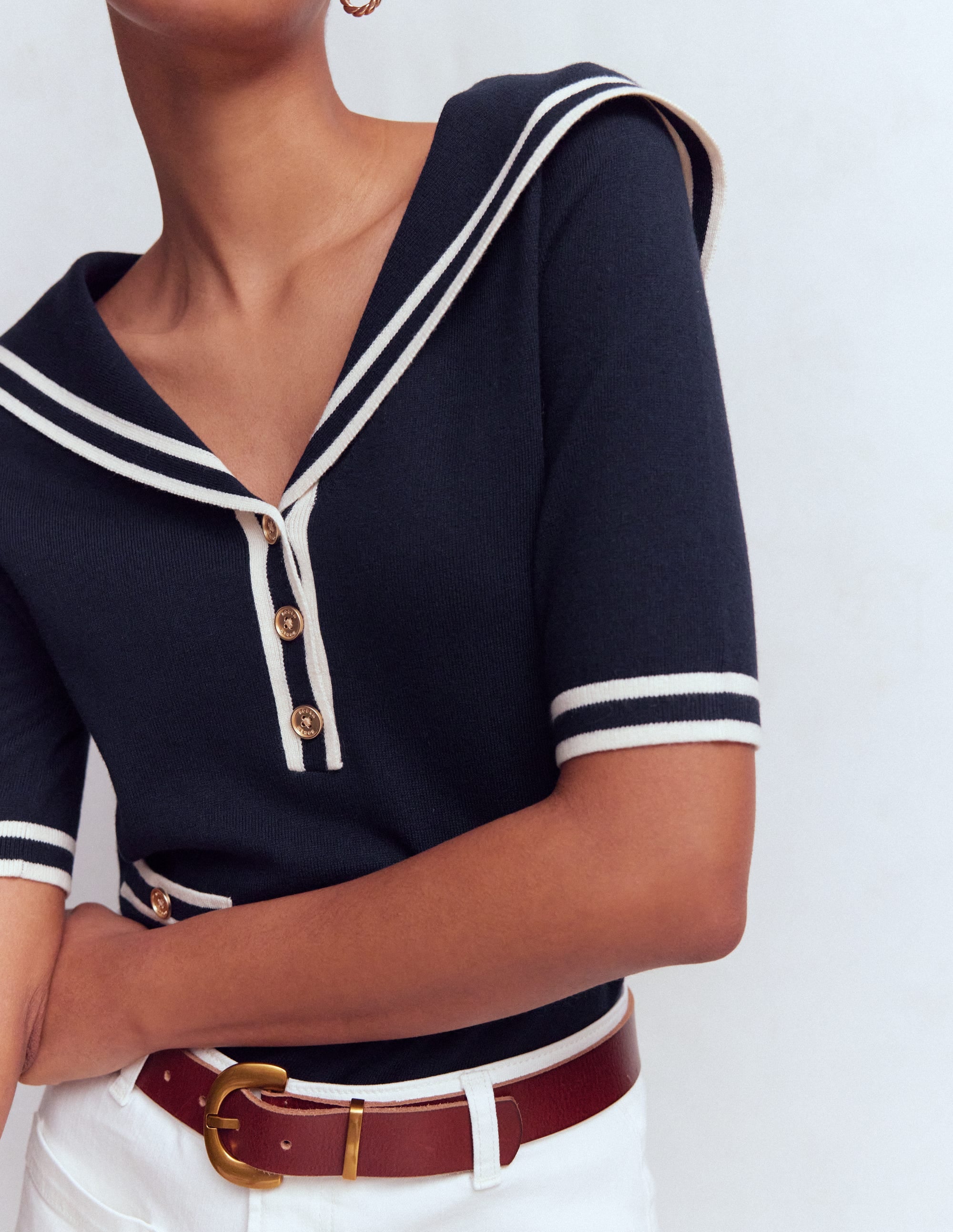 Sailor Collar sweater-Navy | Boden USA
