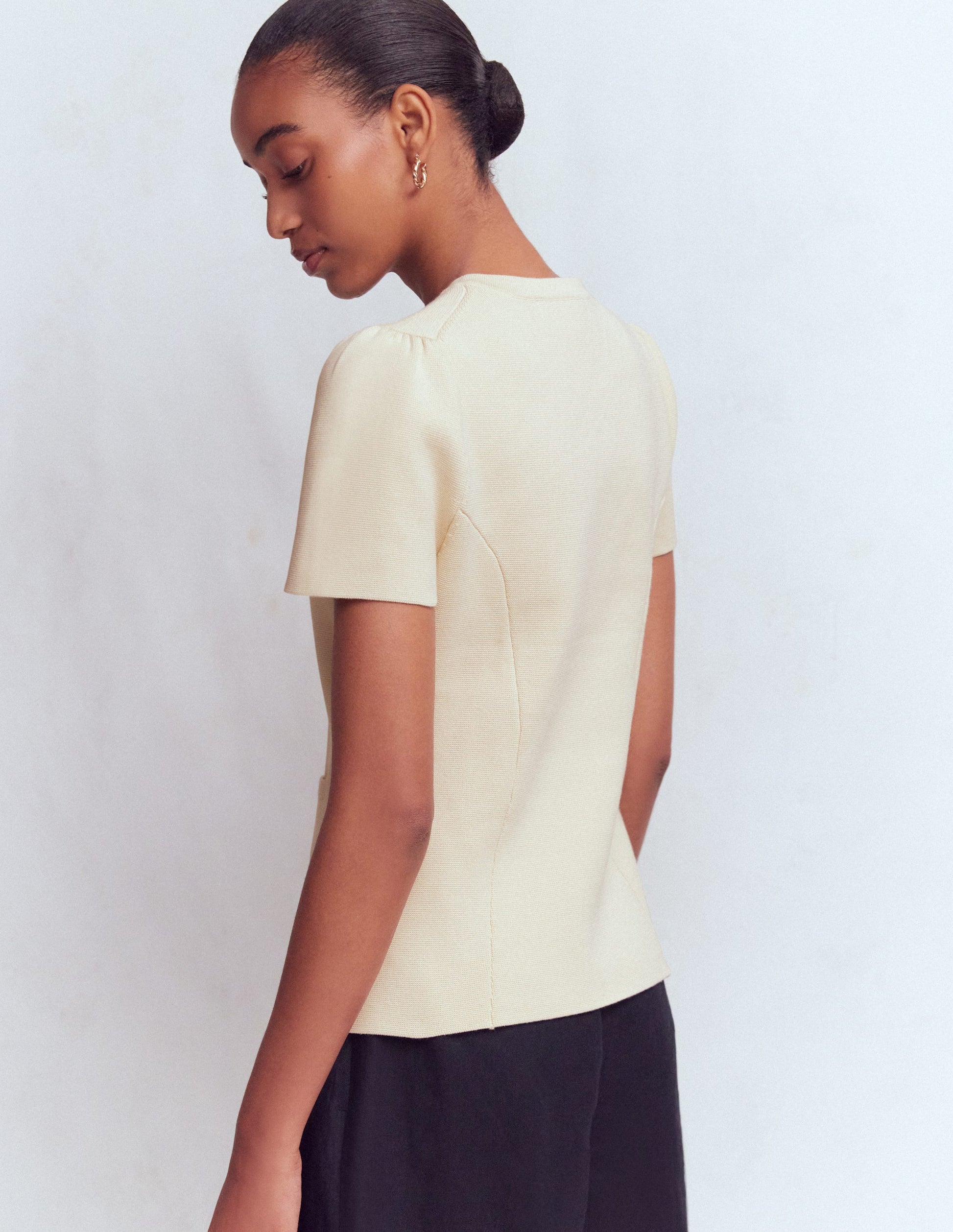Short Sleeve Knitted Jacket-Ivory-3