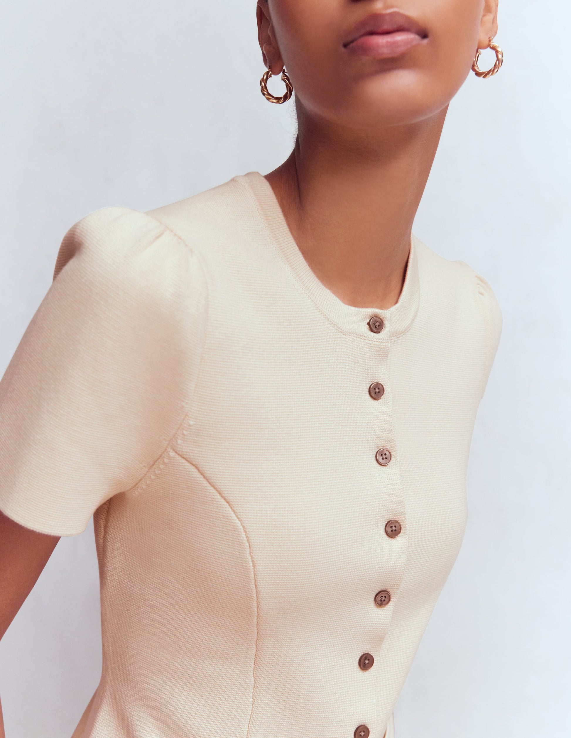 Short Sleeve Knitted Jacket-Ivory-4