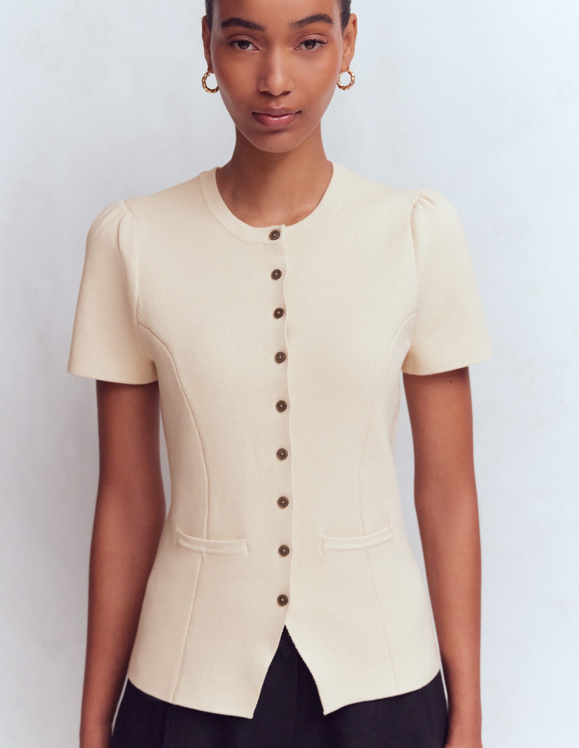 Short Sleeve Knitted Jacket-Ivory | Boden USA