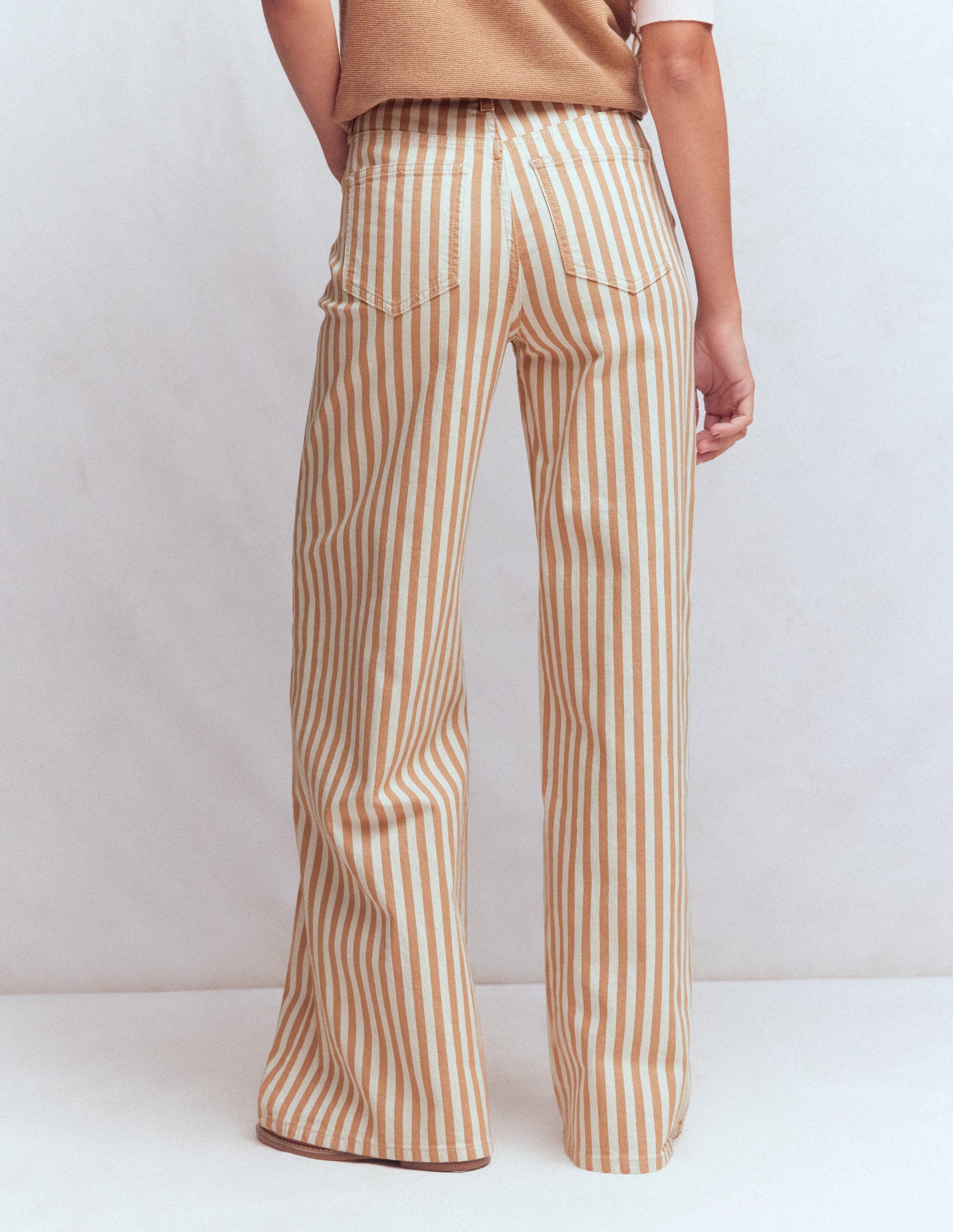 High Rise Wide Leg Jeans-Ecru Tan Stripe-3