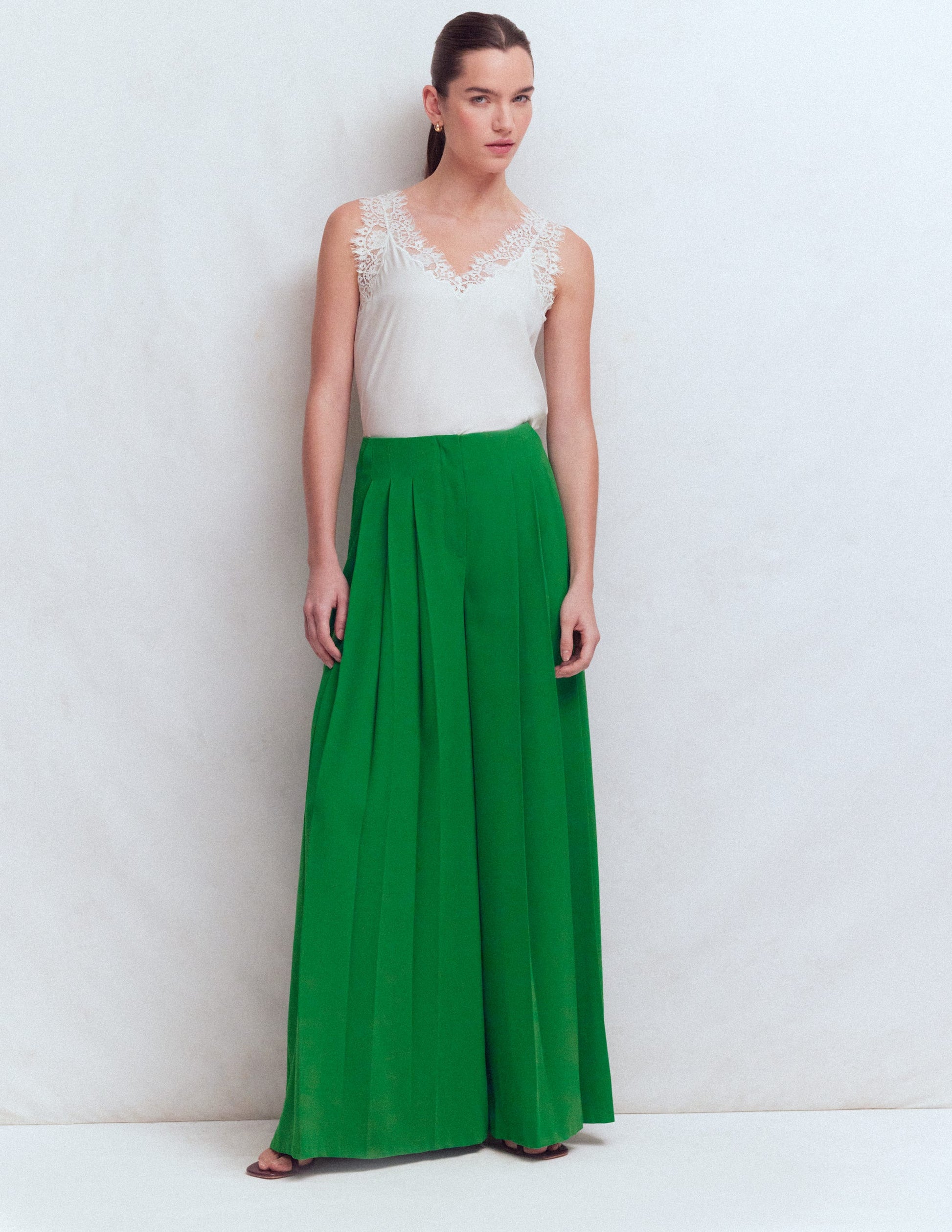 Regent Wide Leg Pants-Rich Emerald-1