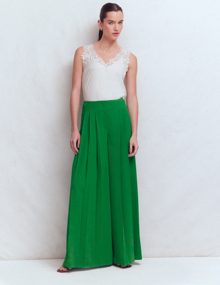 Regent Wide Leg Pants-Rich Emerald