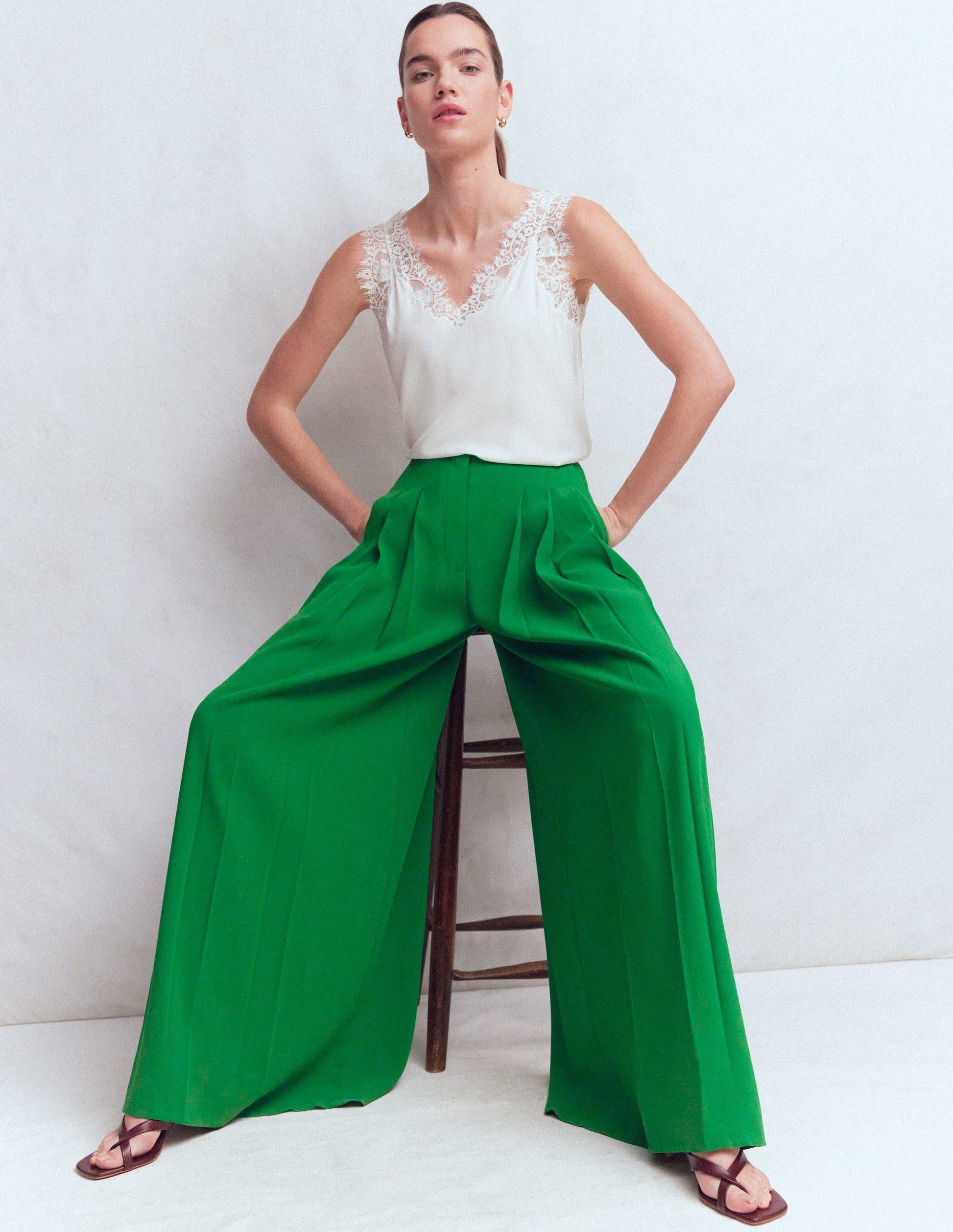 Regent Wide Leg Pants-Rich Emerald-5