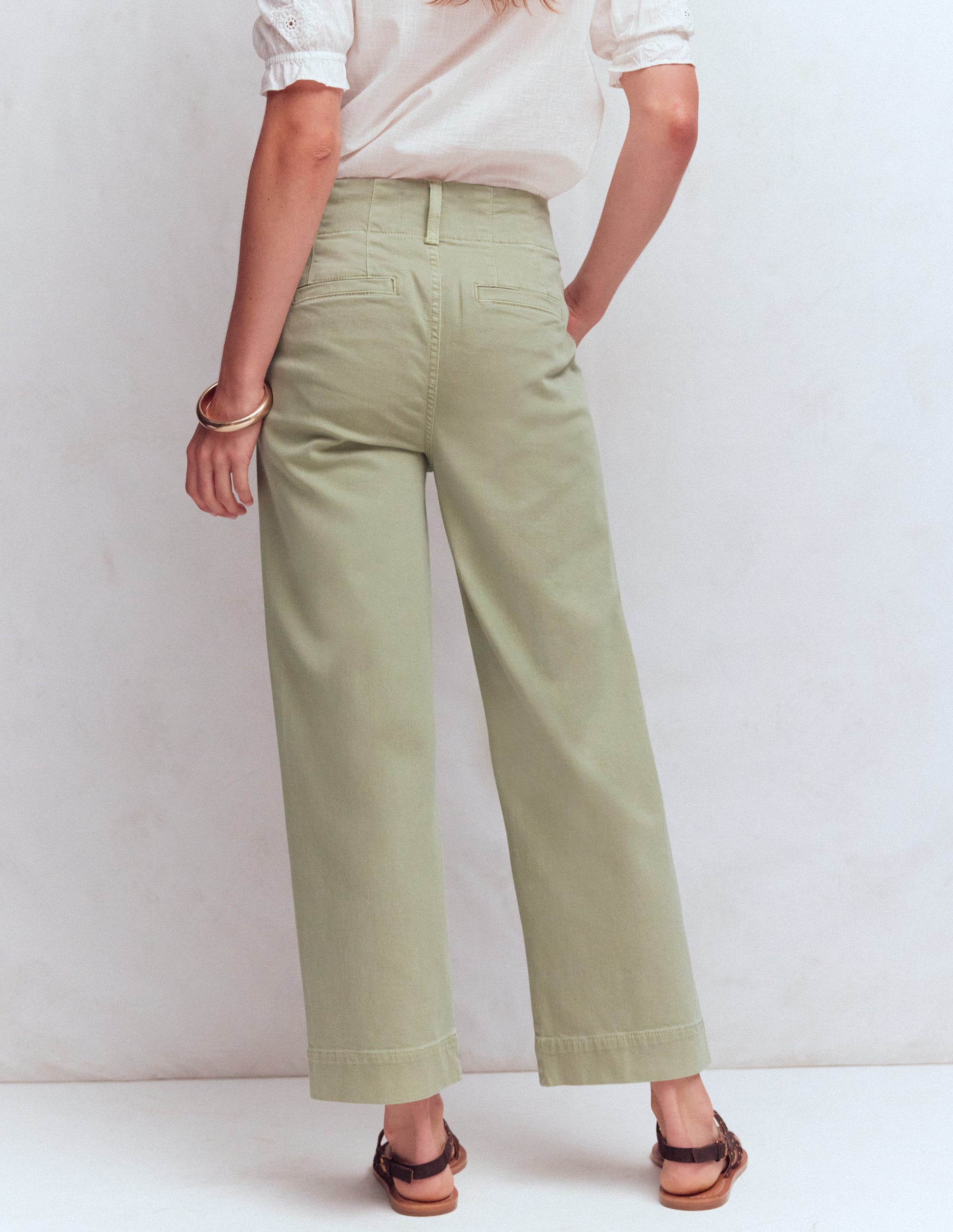 Patch Pocket Cropped Pants-Soft Green-3