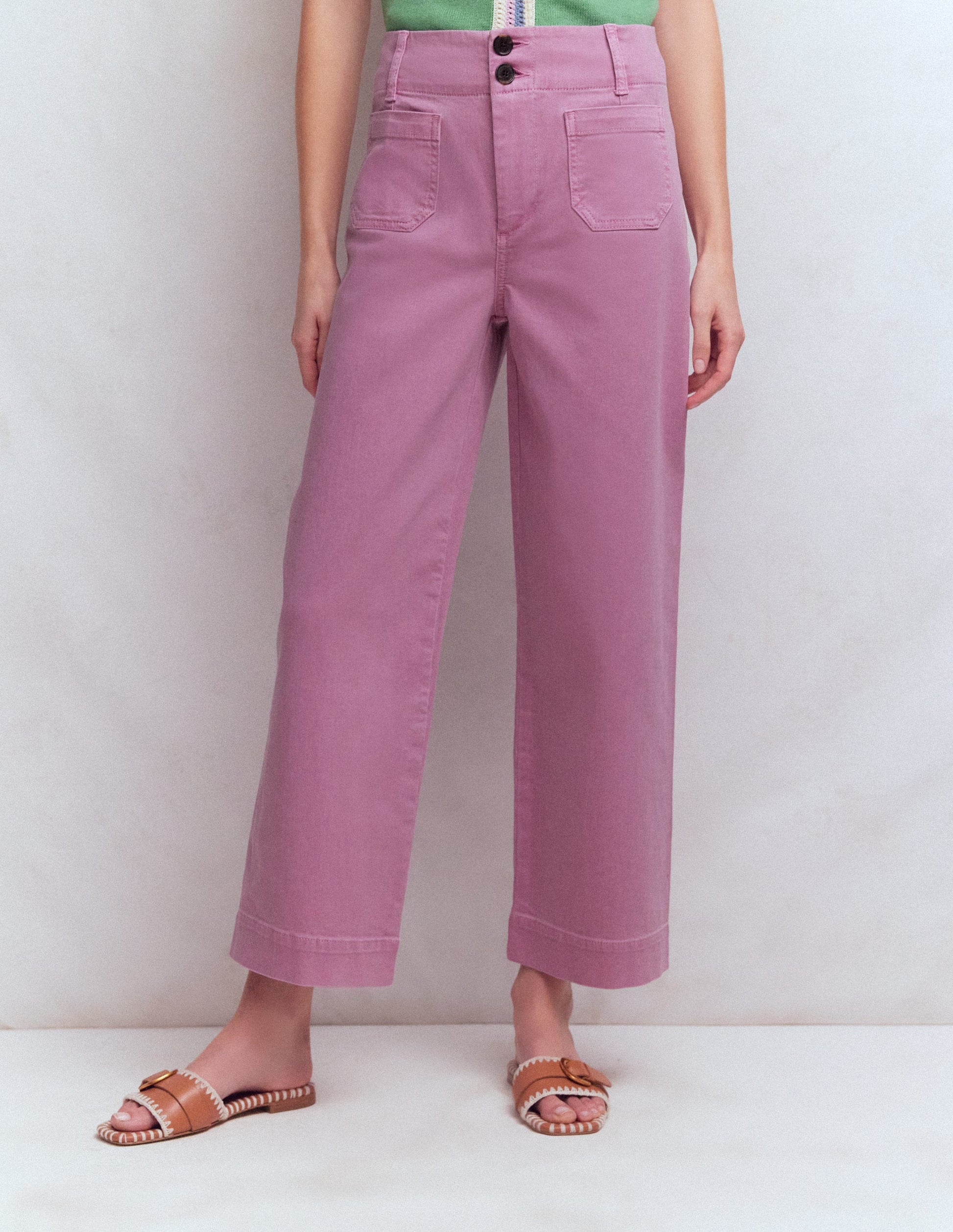 Patch Pocket Cropped Pants-Clover Purple-4