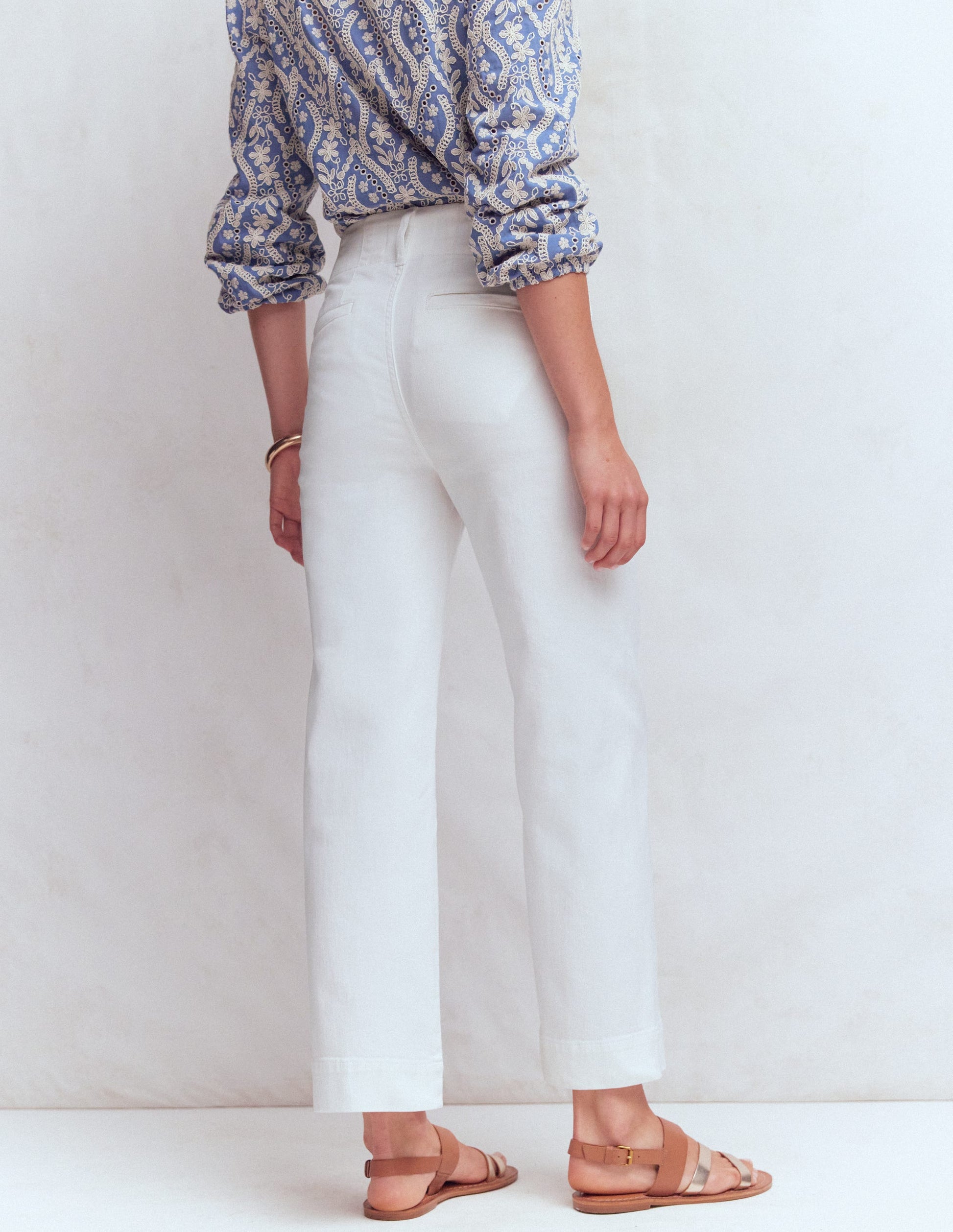 Patch Pocket Cropped Pants-White-3