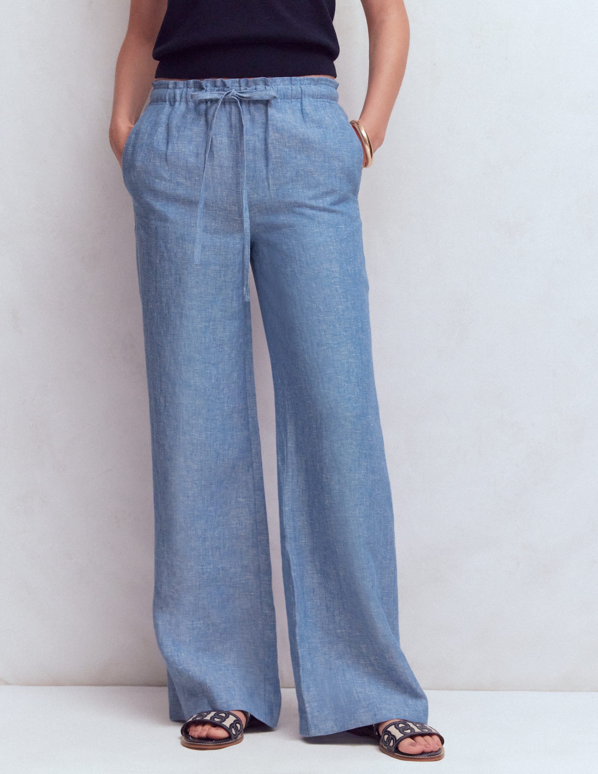 Islington Linen Pants-Blue Chambray | Boden USA