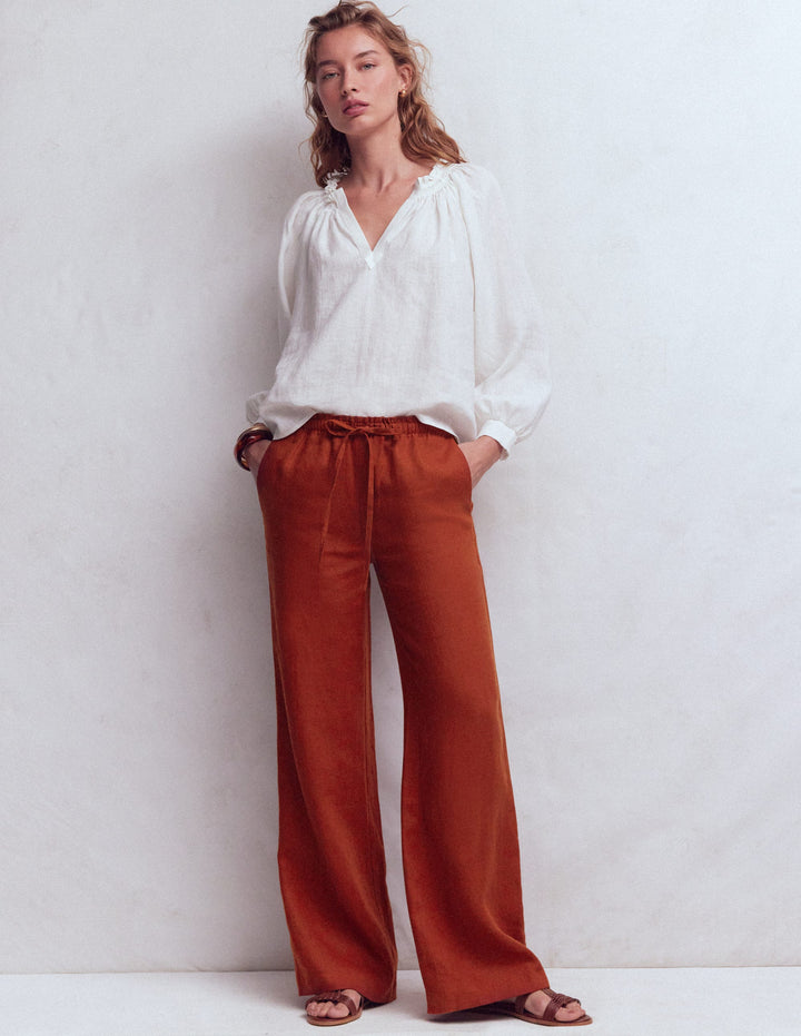 Islington Linen Pants-Burnt Orange