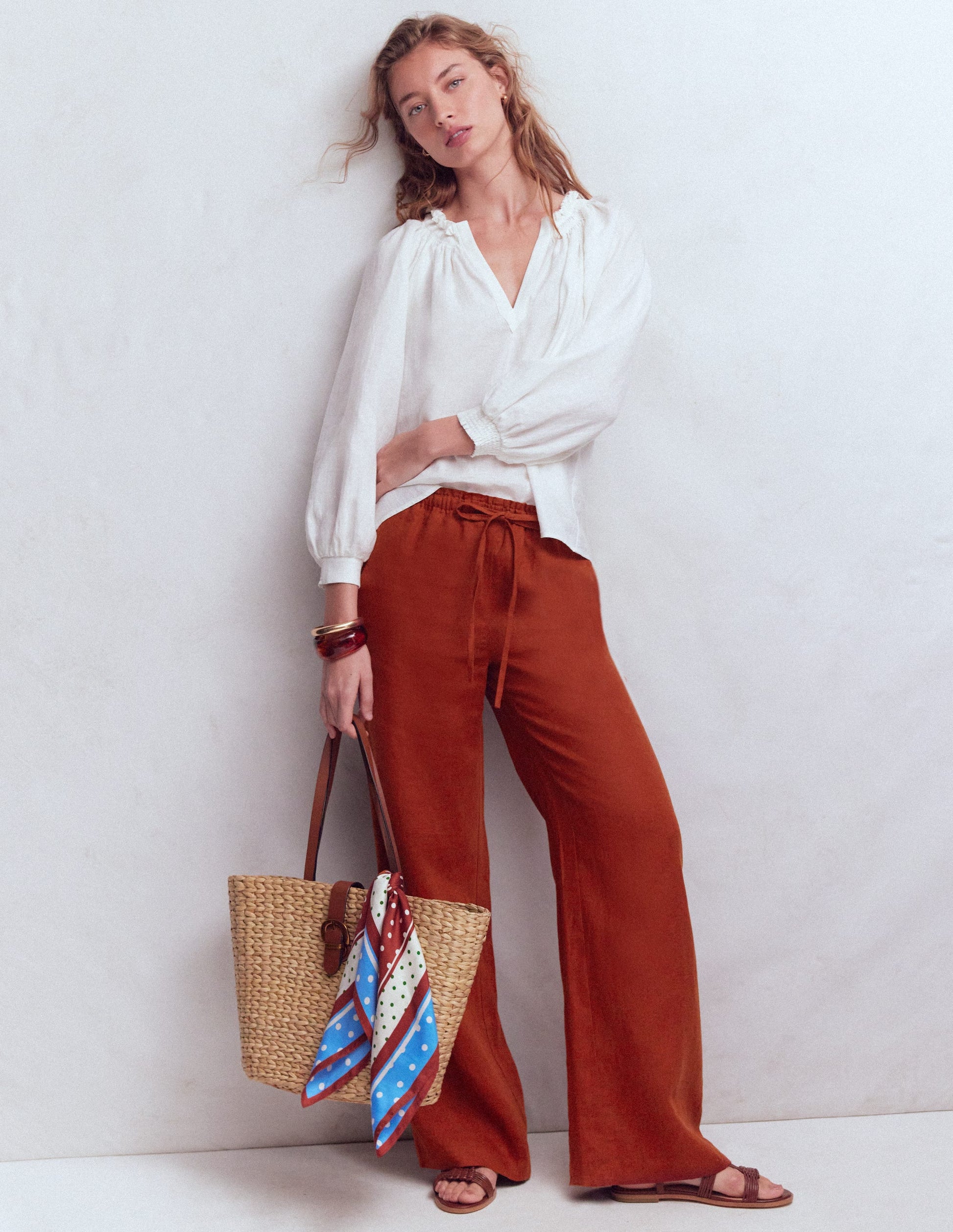 Islington Linen Pants-Burnt Orange-4