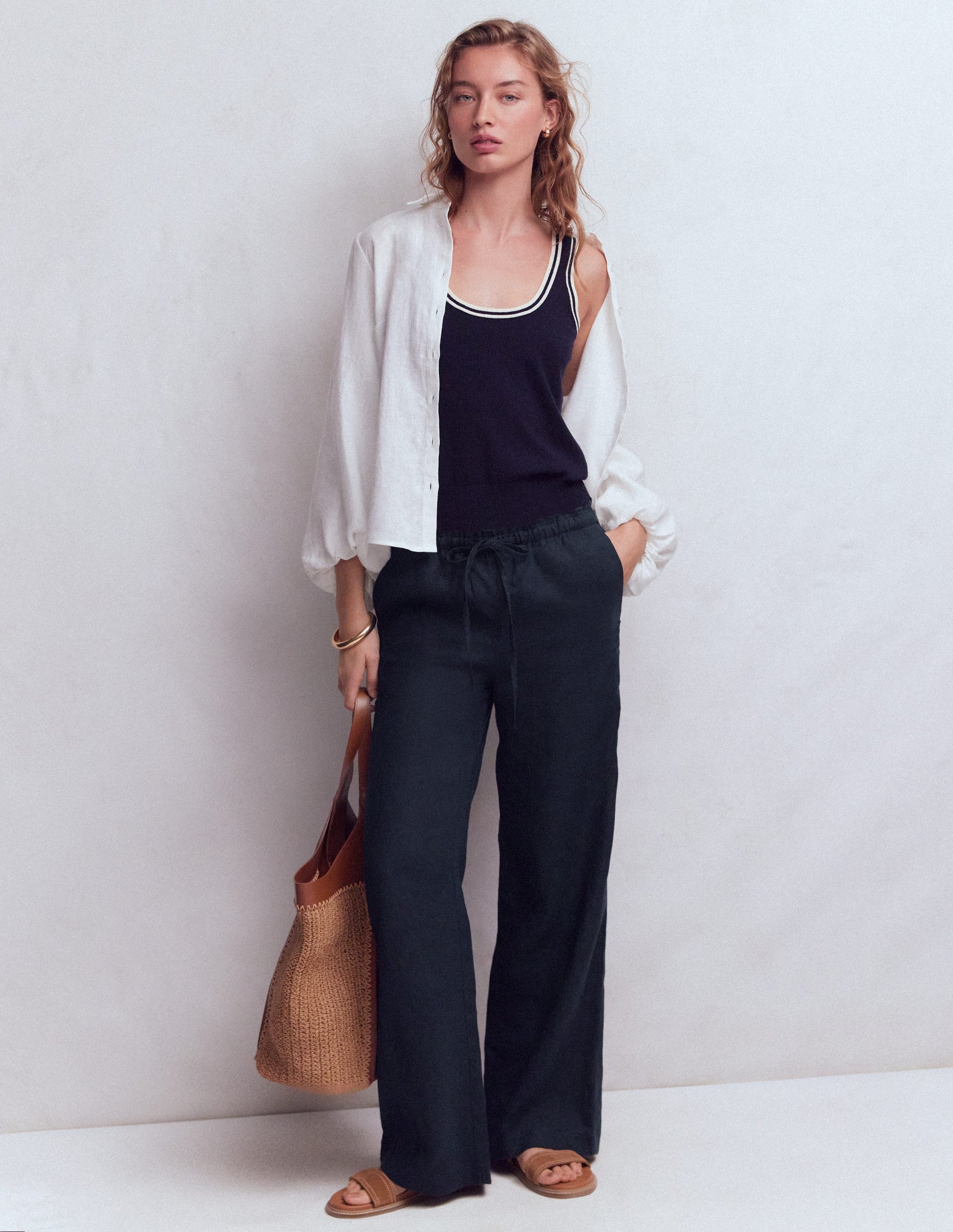 Islington Linen Pants-Navy-1