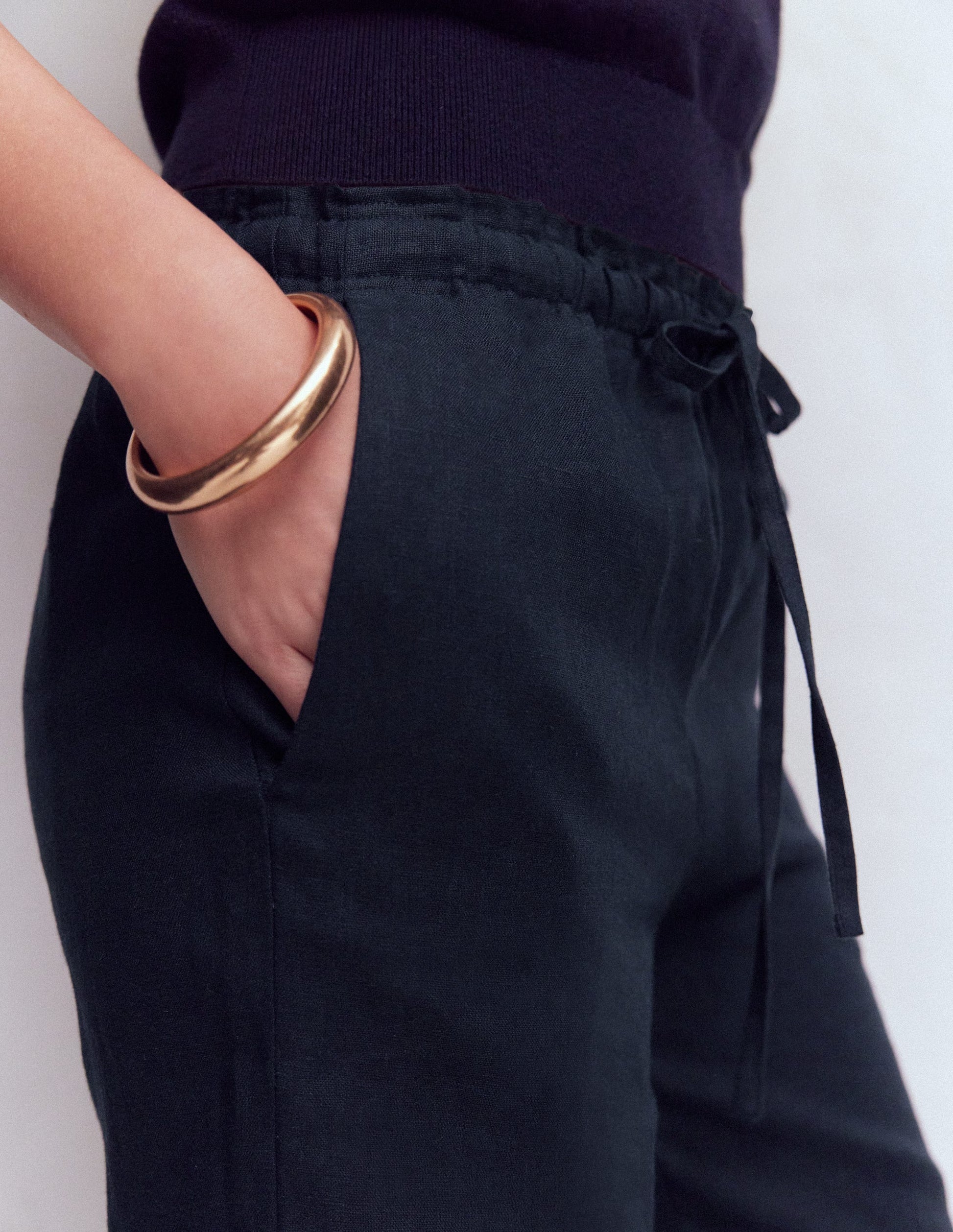 Islington Linen Pants-Navy-2