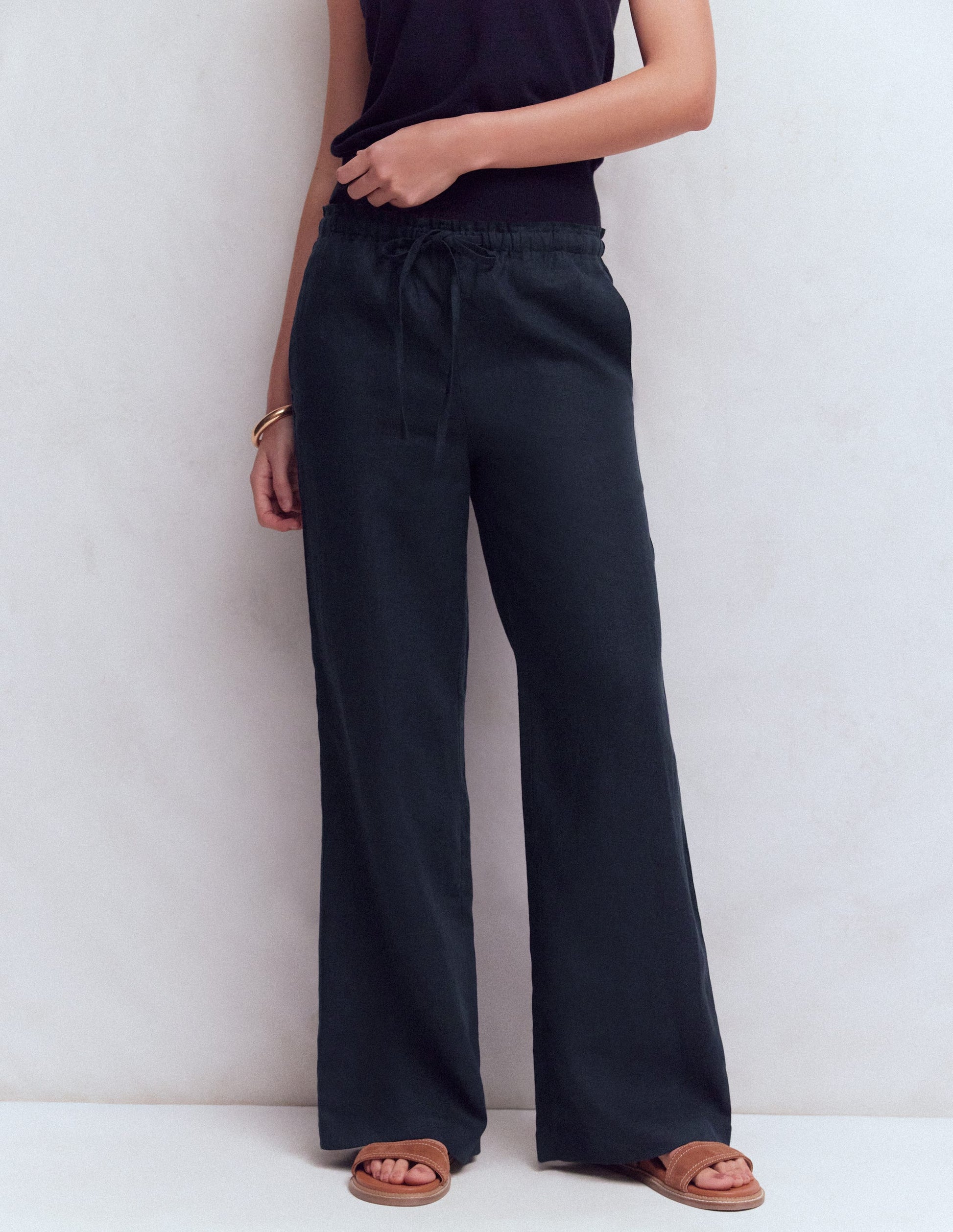 Islington Linen Pants-Navy-4