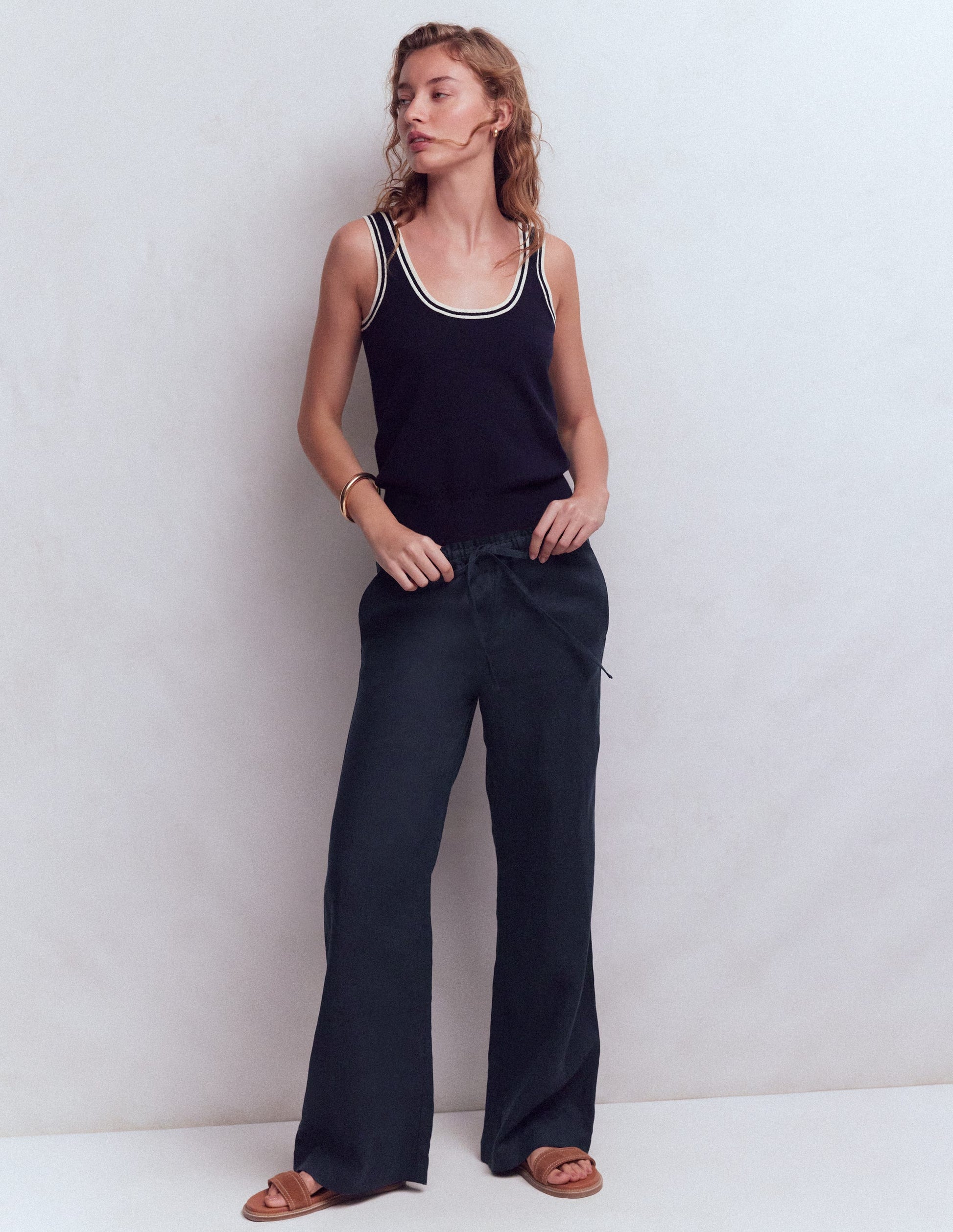 Islington Linen Pants-Navy-6