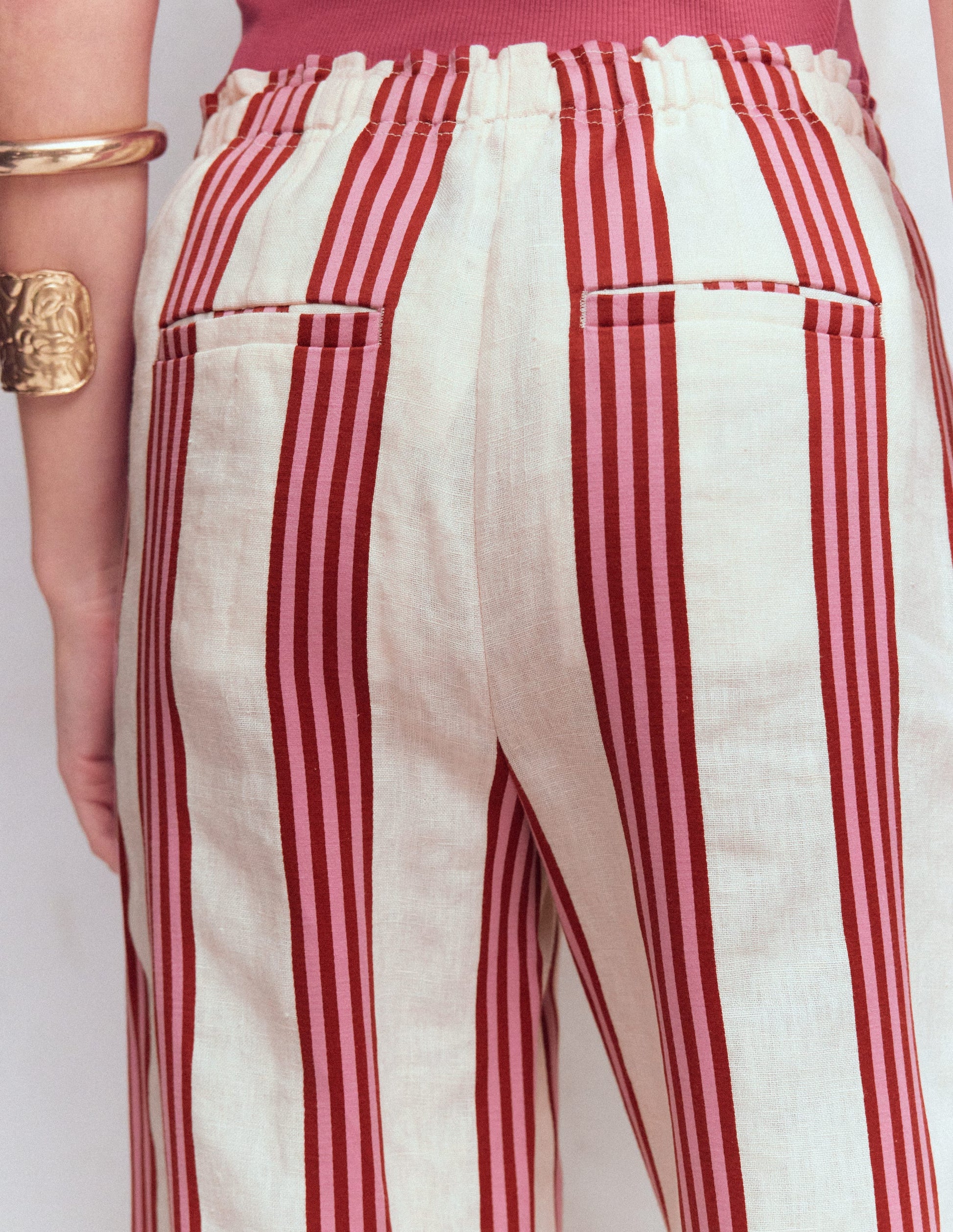 Islington Linen Pants-Ivory, Brown & Pink Stripe-6