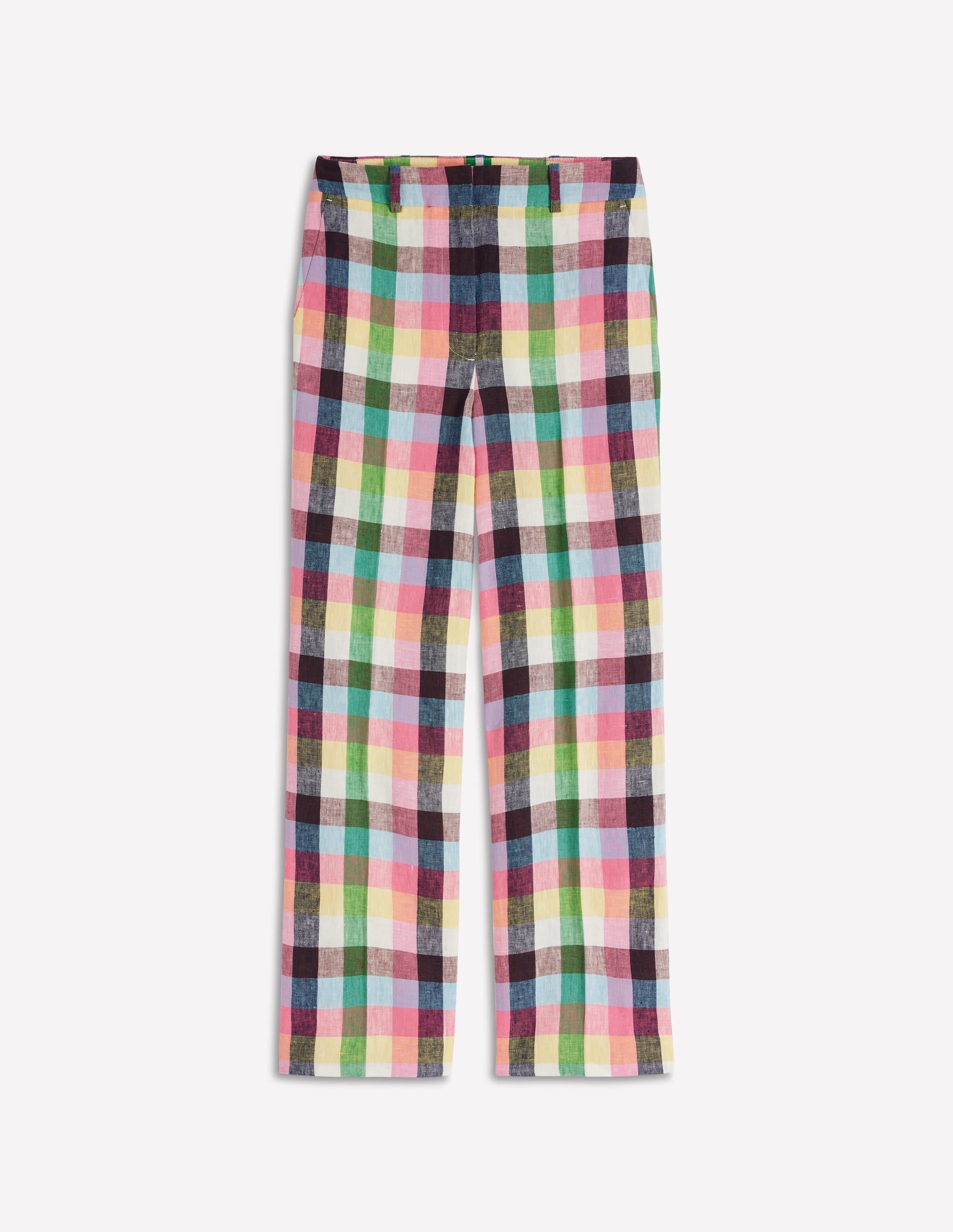 Canonbury 7/8 Linen Pants-Soft Yellow, Pink Multigingham - Image 6