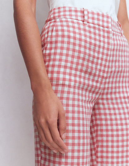 Canonbury Linen Pants-Dusty Rose and Ivory Gingham-3