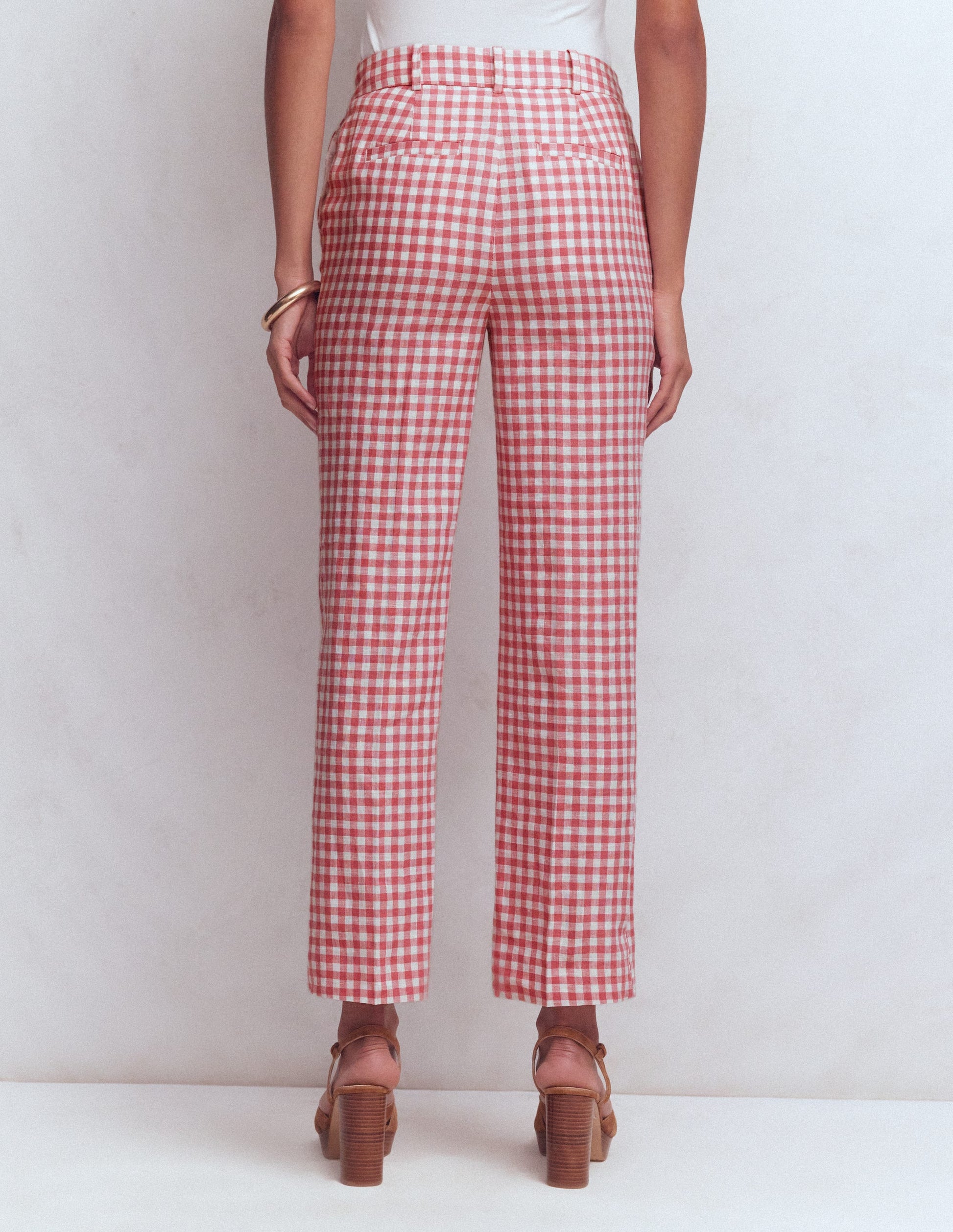Canonbury Linen Pants-Dusty Rose and Ivory Gingham-4