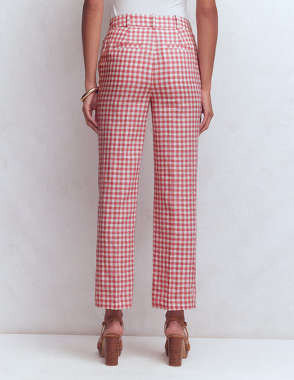Canonbury Linen Pants-Dusty Rose and Ivory Gingham-4